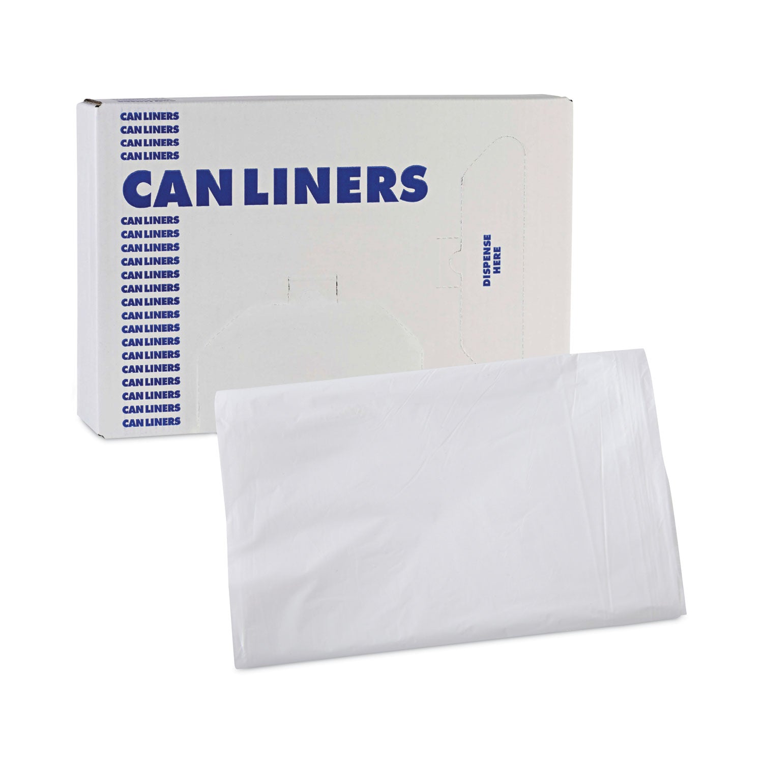 Boardwalk® Linear Low Density Industrial Can Liners, 16 gal, 0.5 mil, 24" x 32", White, Flat Pack, 500/Carton