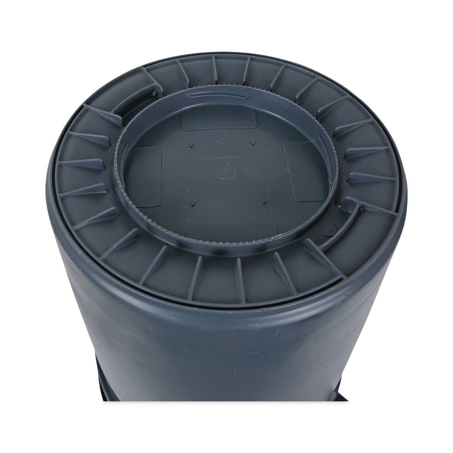 Boardwalk® Round Waste Receptacle, 32 gal, Linear-Low-Density Polyethylene, Gray