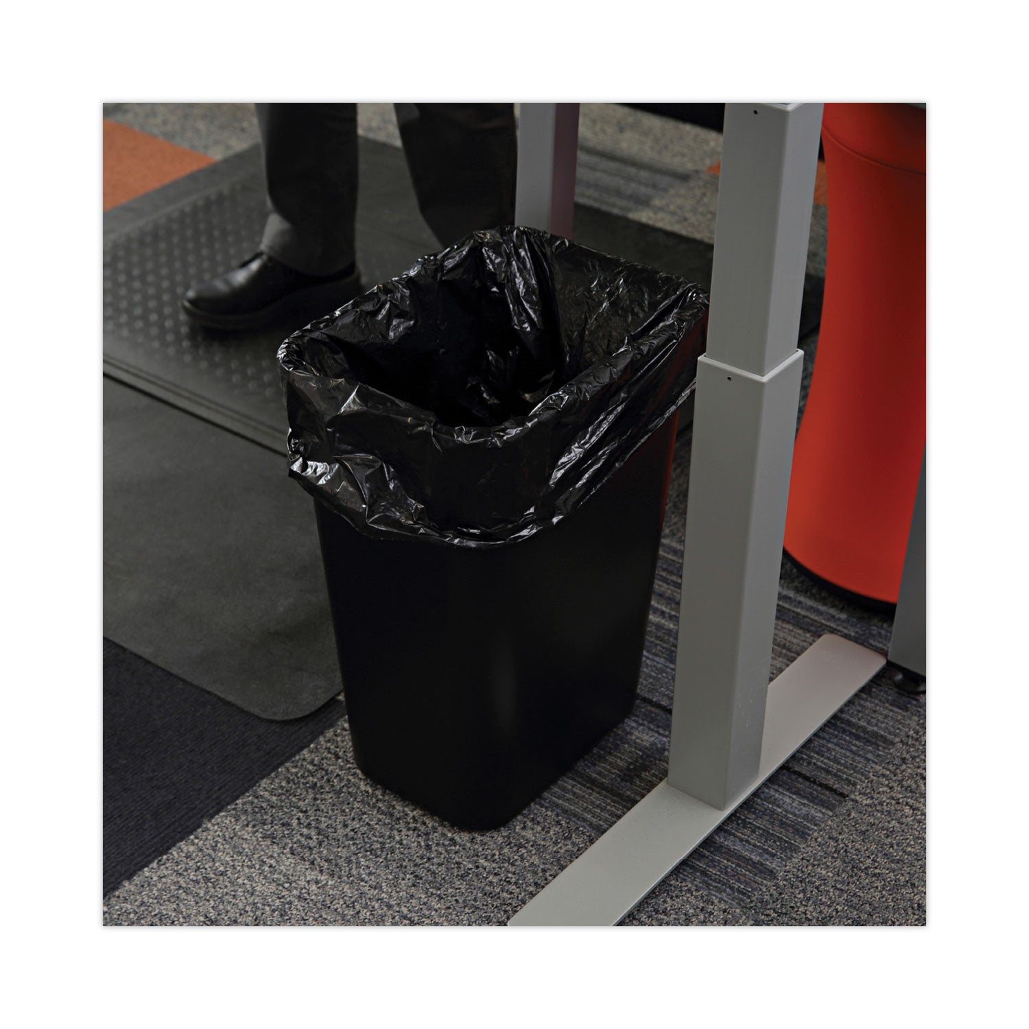 Boardwalk® Low-Density Waste Can Liners, 16 gal, 1 mil, 24" x 32", Black, Perforated Roll, 10 Bags/Roll, 15 Rolls/Carton