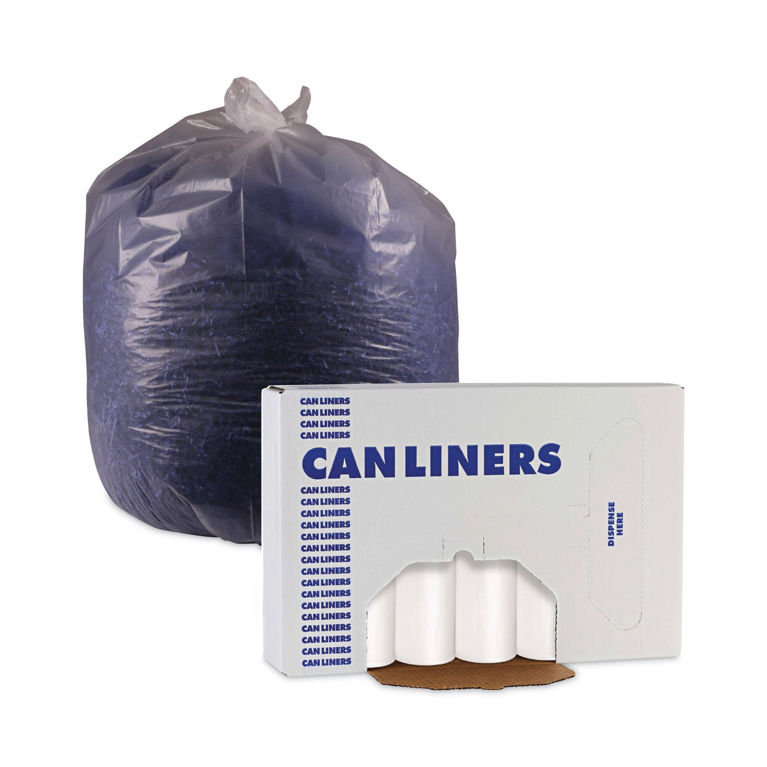 Boardwalk® Low-Density Waste Can Liners, 30 gal, 0.5 mil, 30" x 36", White, Perforated Roll, 10 Bags/Roll, 20 Rolls/Carton