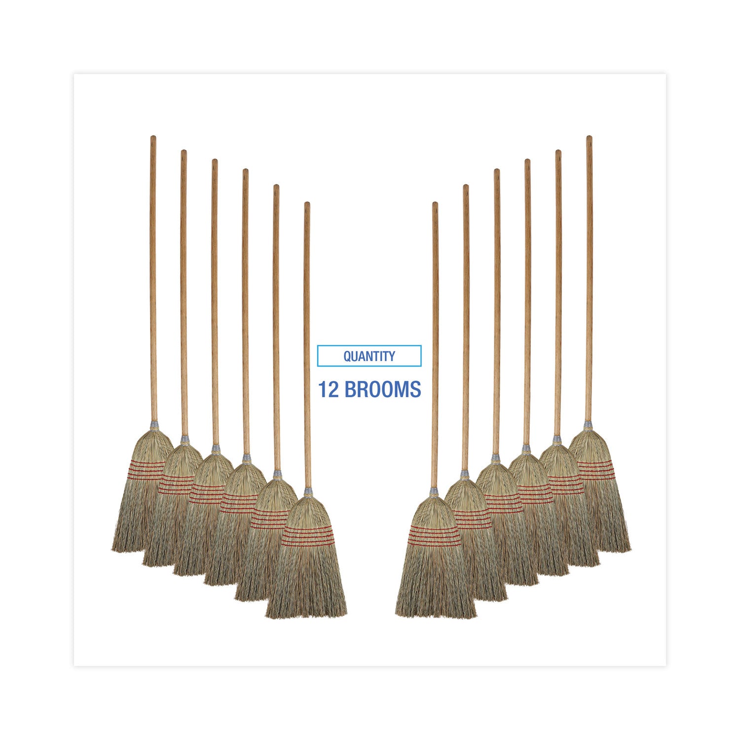 Boardwalk® Parlor Broom, Corn Fiber Bristles, 55" Overall Length, Natural, 12/Carton