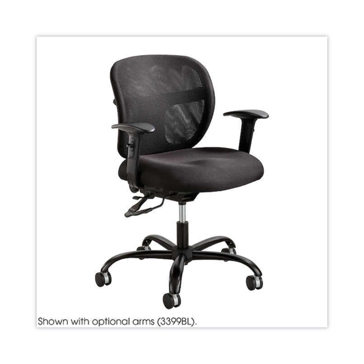 Safco® Vue Intensive-Use Mesh Task Chair, Supports Up to 500 lb, 18.5" to 21" Seat Height, Black Vinyl Seat/Back, Black Base