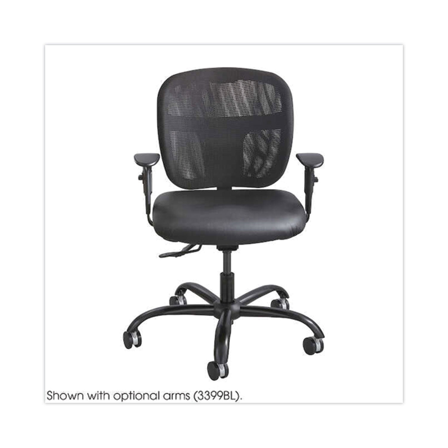 Safco® Vue Intensive-Use Mesh Task Chair, Supports Up to 500 lb, 18.5" to 21" Seat Height, Black Vinyl Seat/Back, Black Base