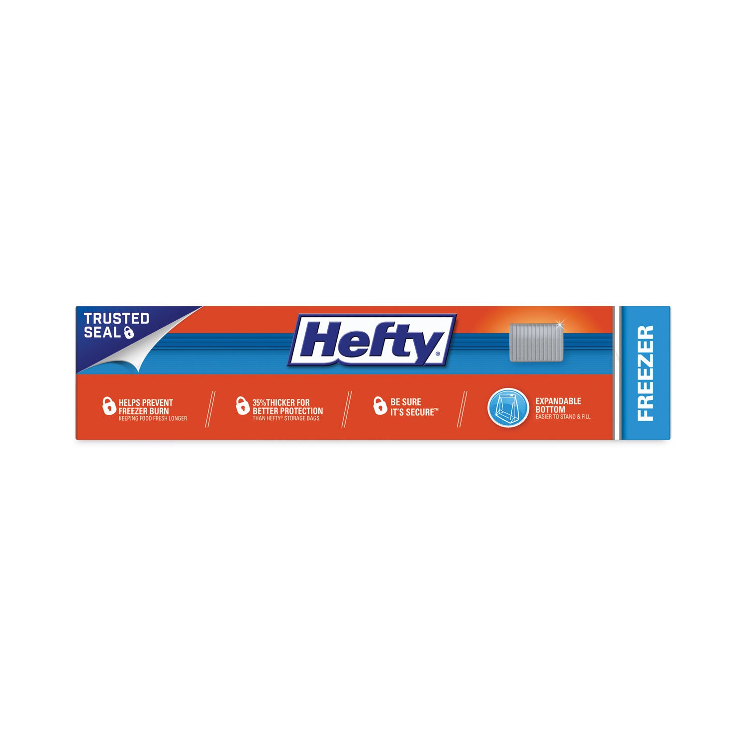 Hefty® Slider Stand and Fill Freezer Storage Bags, 1 gal, 10.56" x 11", Clear, 25 Bags/Box, 9 Boxes/Carton