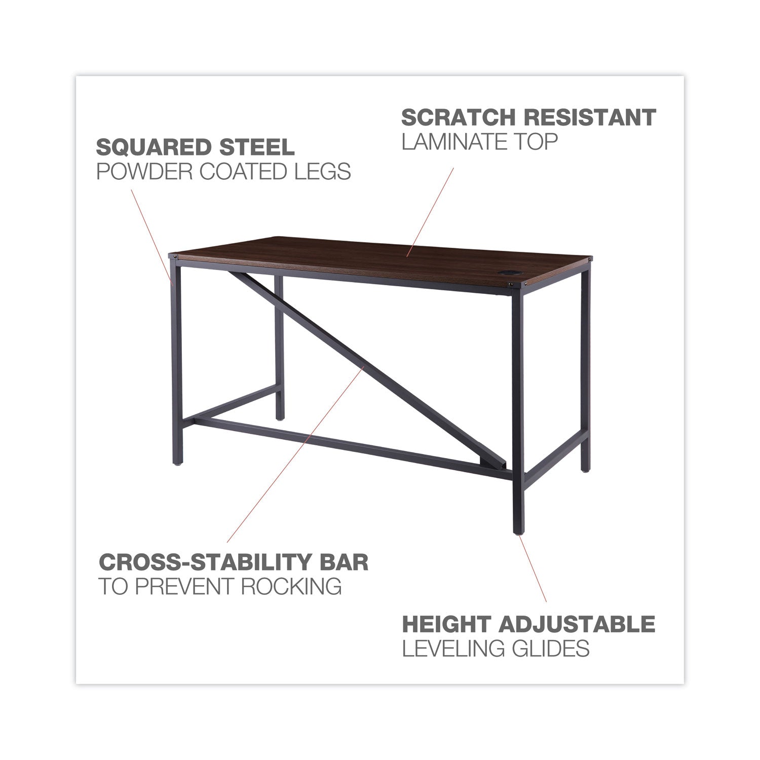 Alera® Industrial Series Table Desk, 47.25" x 23.63" x 29.5", Modern Walnut