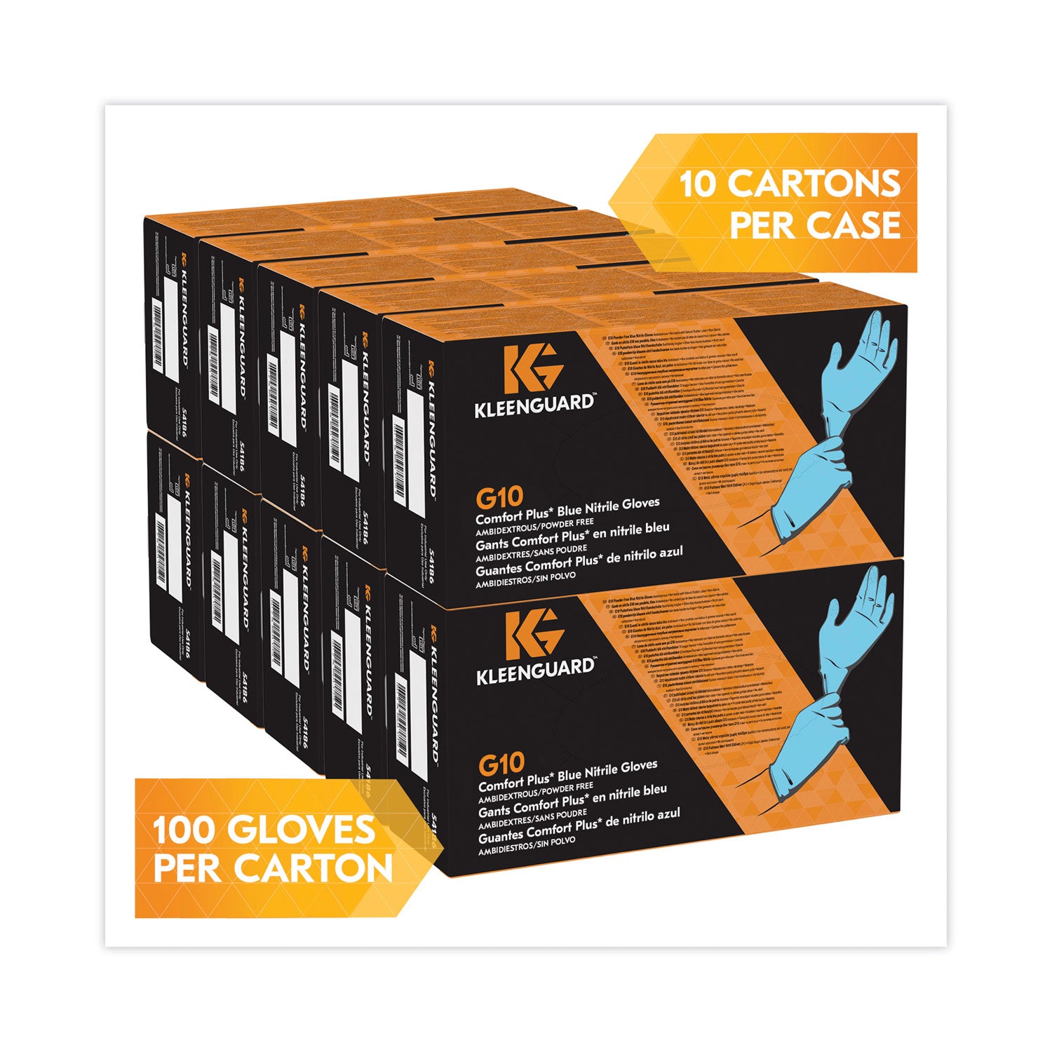 KleenGuard™ G10 Comfort Plus Blue Nitrile Gloves, Light Blue, Small, 1,000/Carton