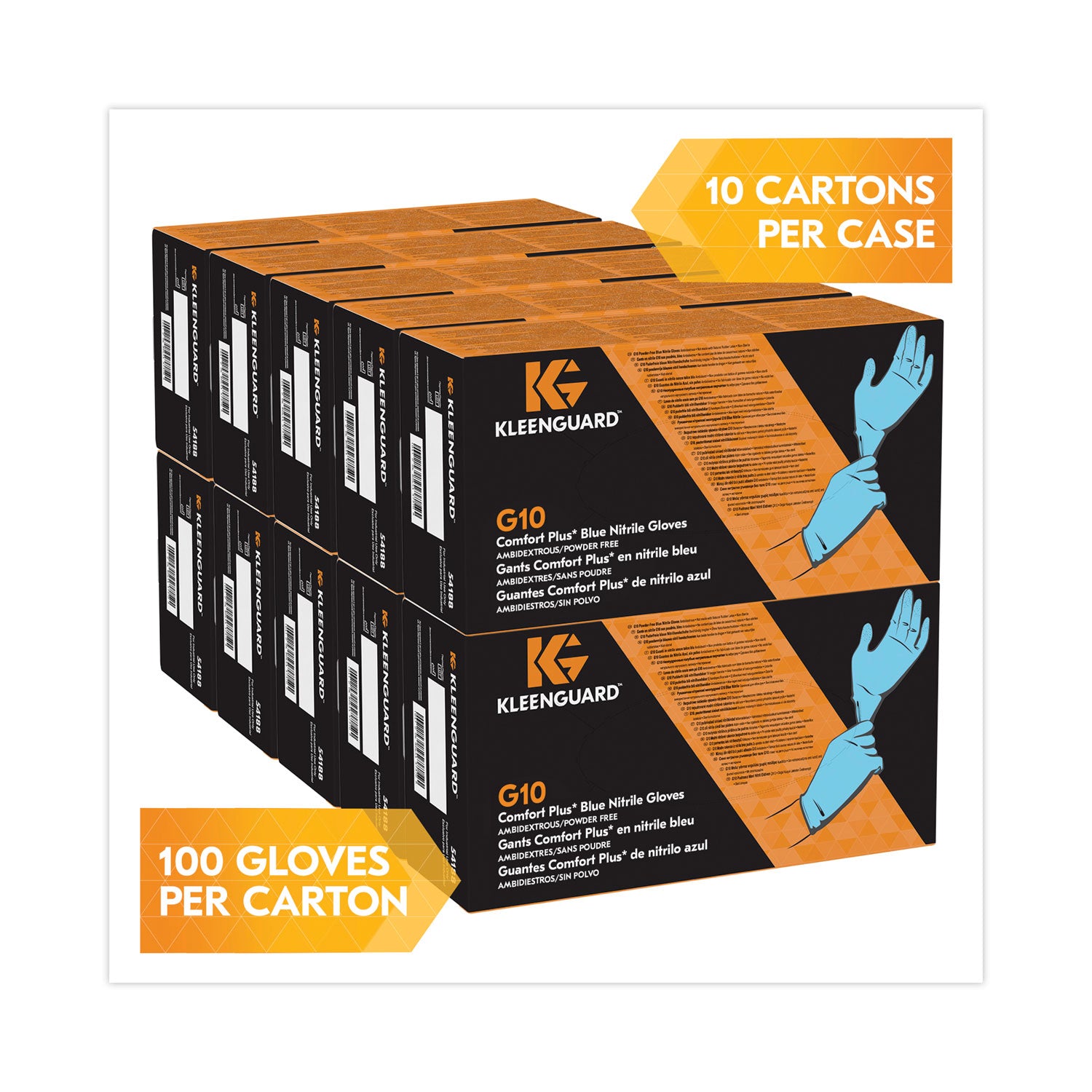 KleenGuard™ G10 Comfort Plus Blue Nitrile Gloves, Light Blue, Large, 1,000/Carton