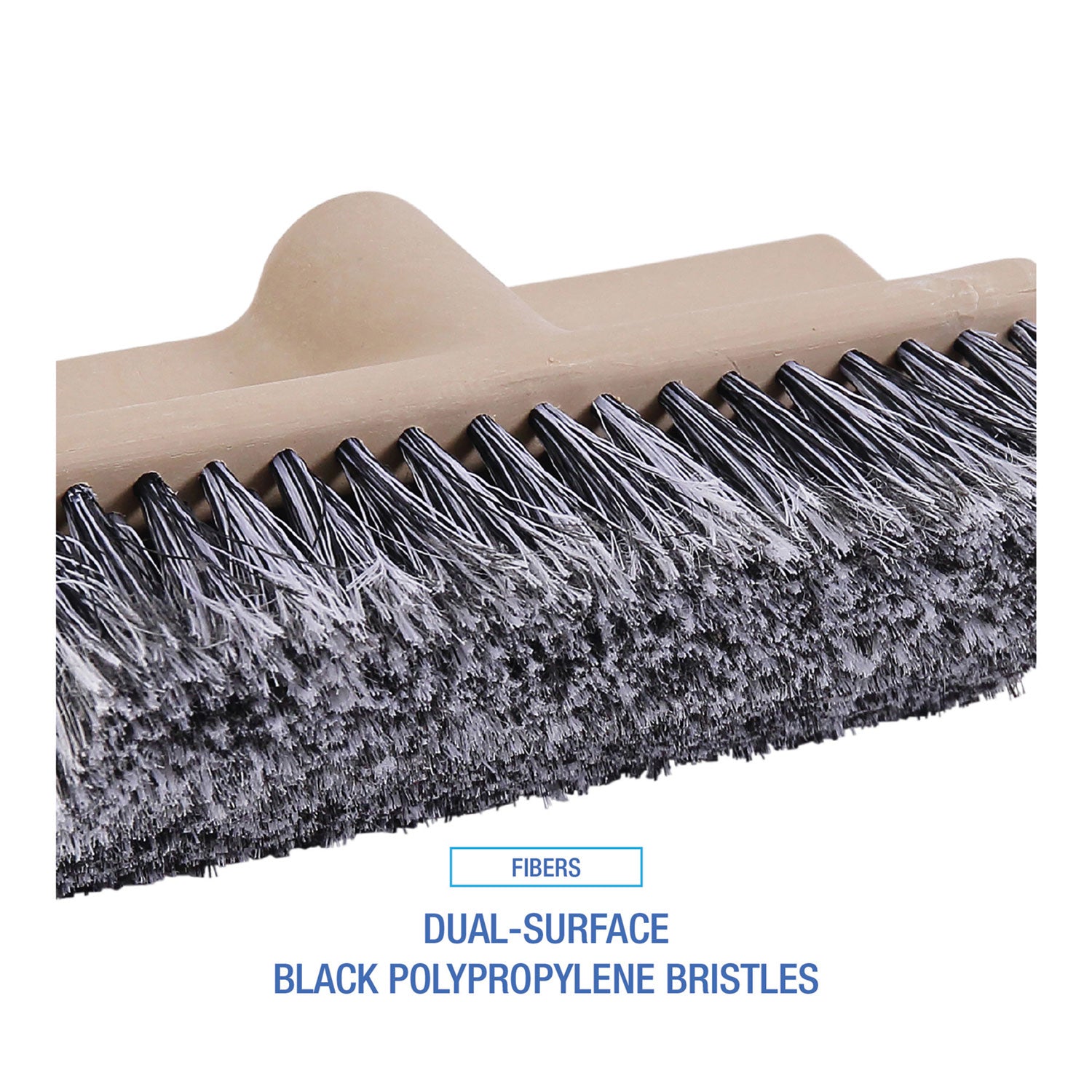 Boardwalk® Dual-Surface Black Polypropylene Bristles, 10" Brush, Brown Plastic Handle