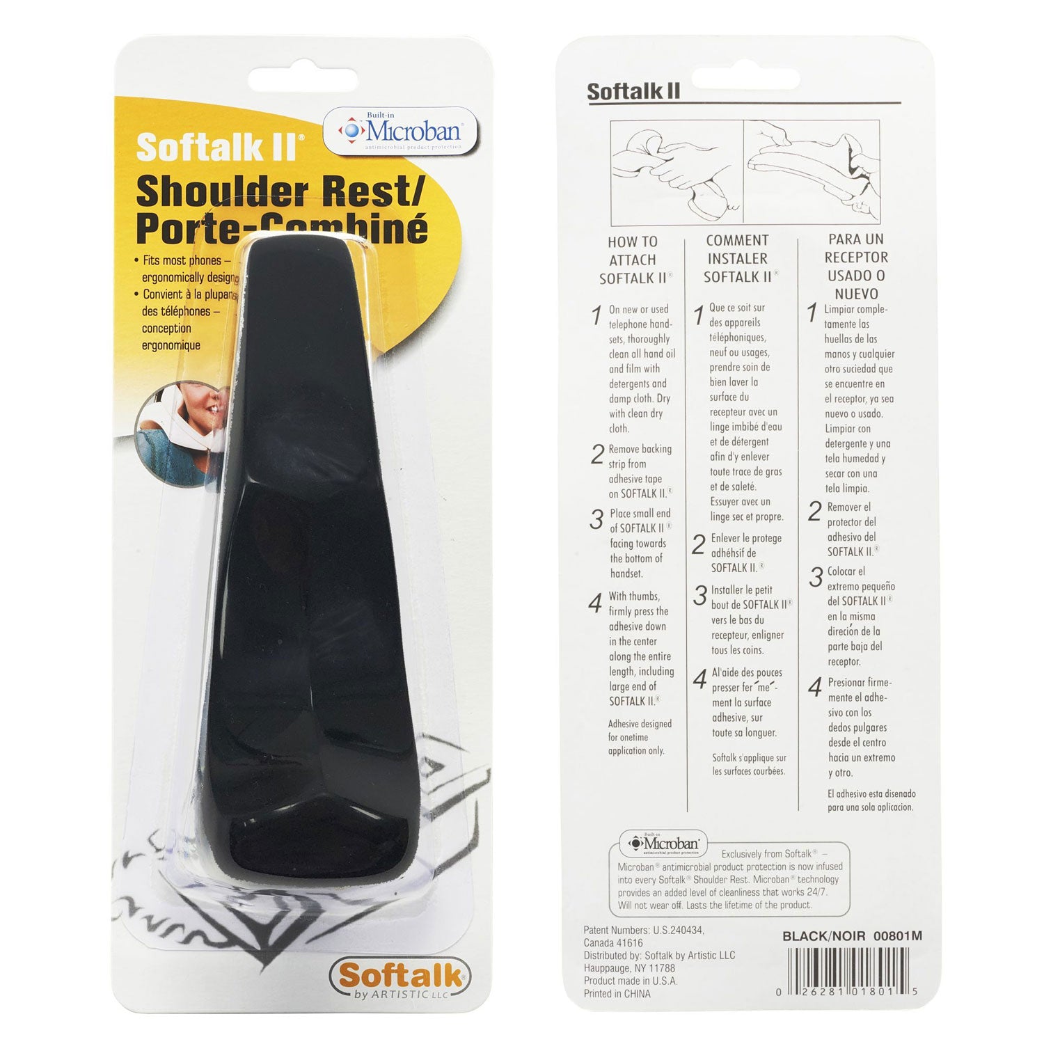 Softalk® Softalk II Telephone Shoulder Rest, 2 x 6.75 x 2.5, Black