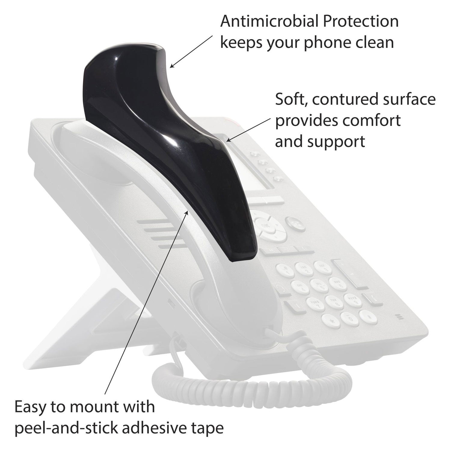 Softalk® Softalk II Telephone Shoulder Rest, 2 x 6.75 x 2.5, Black