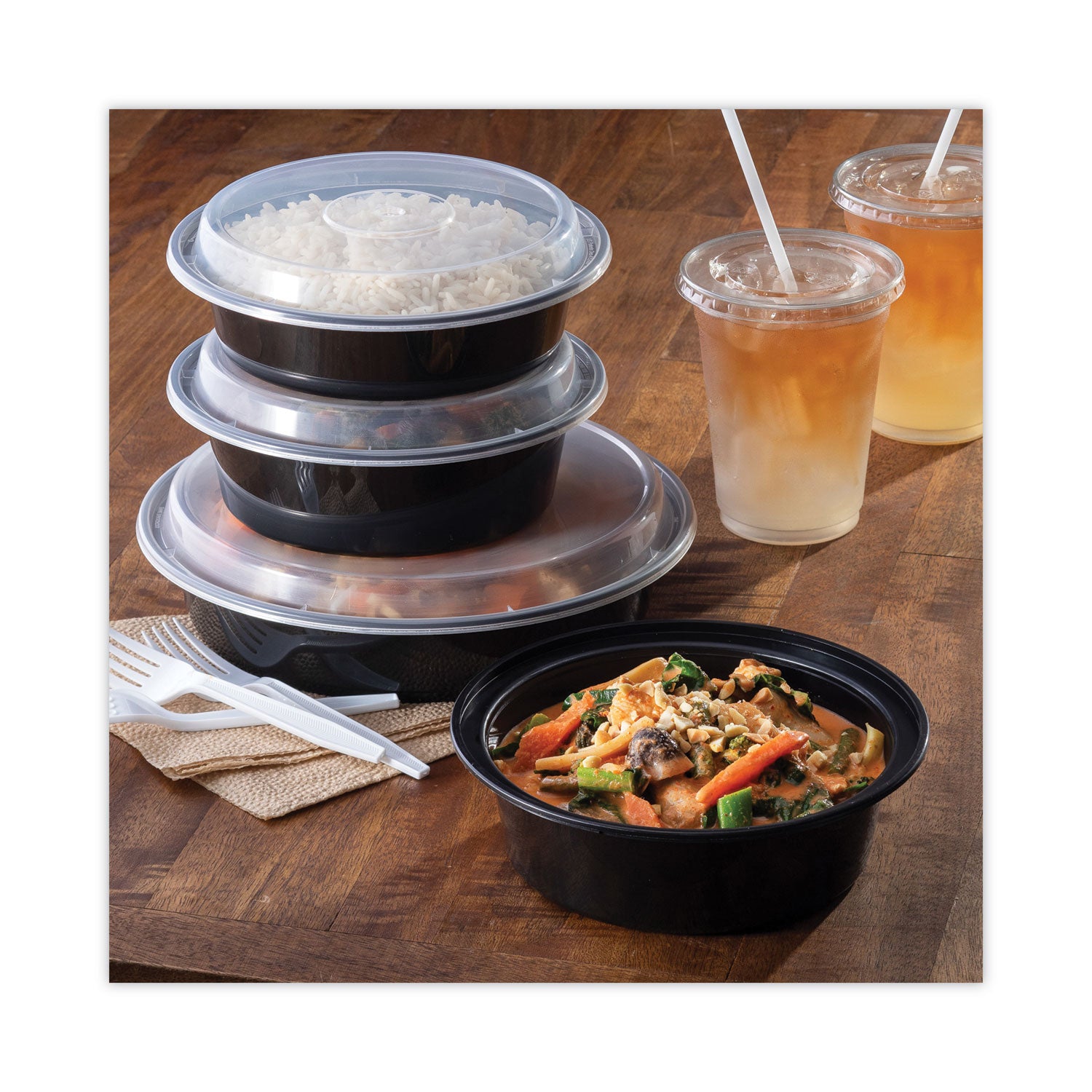 Newspring VERSAtainer Microwavable Containers, 24 oz, 7" Diameter, Black/Clear, Plastic, 150/Carton Pactiv Evergreen Flipcost