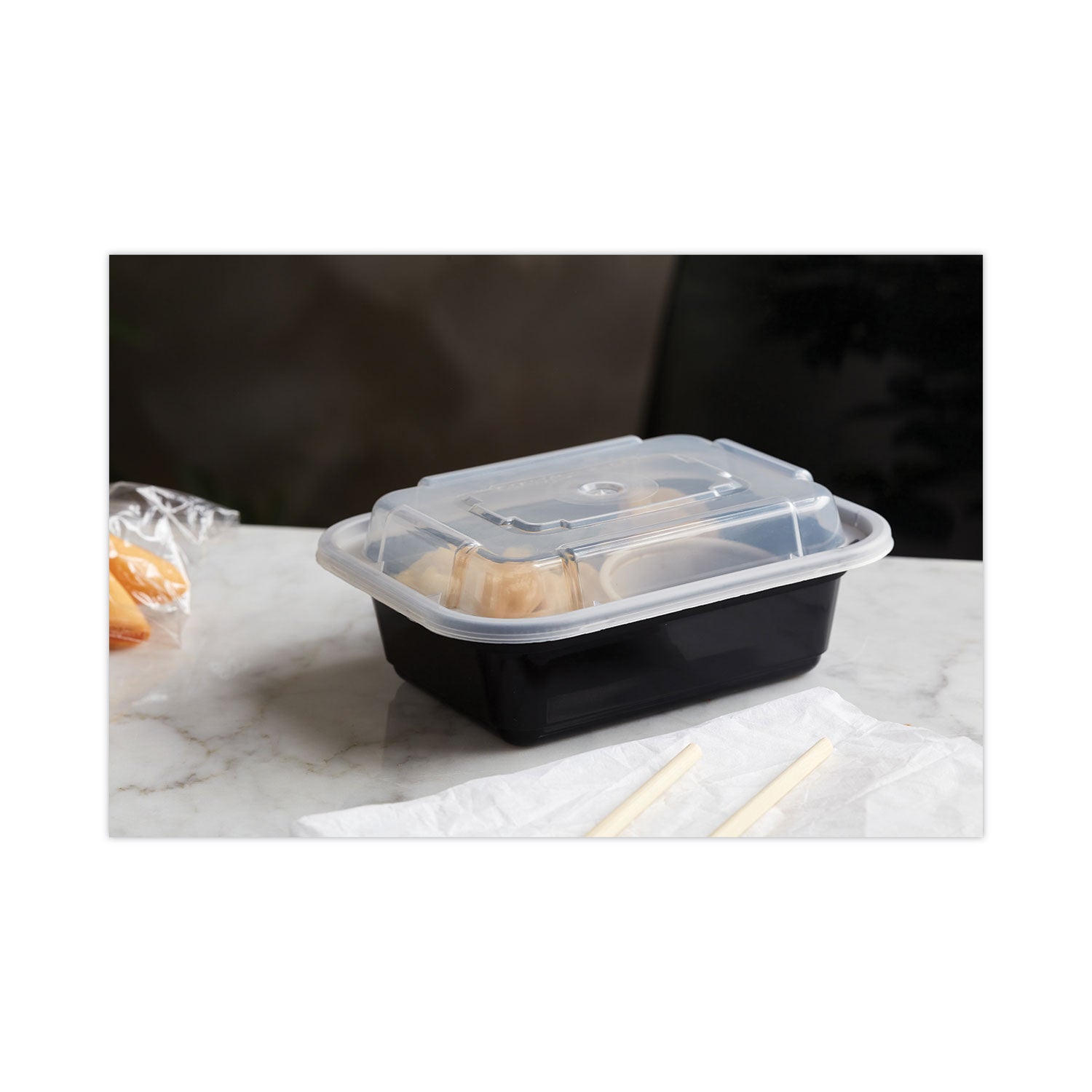 Pactiv Evergreen Newspring VERSAtainer Microwavable Containers, 12 oz, 4.5 x 5.5 x 1.75, Black/Clear, Plastic, 150/Carton