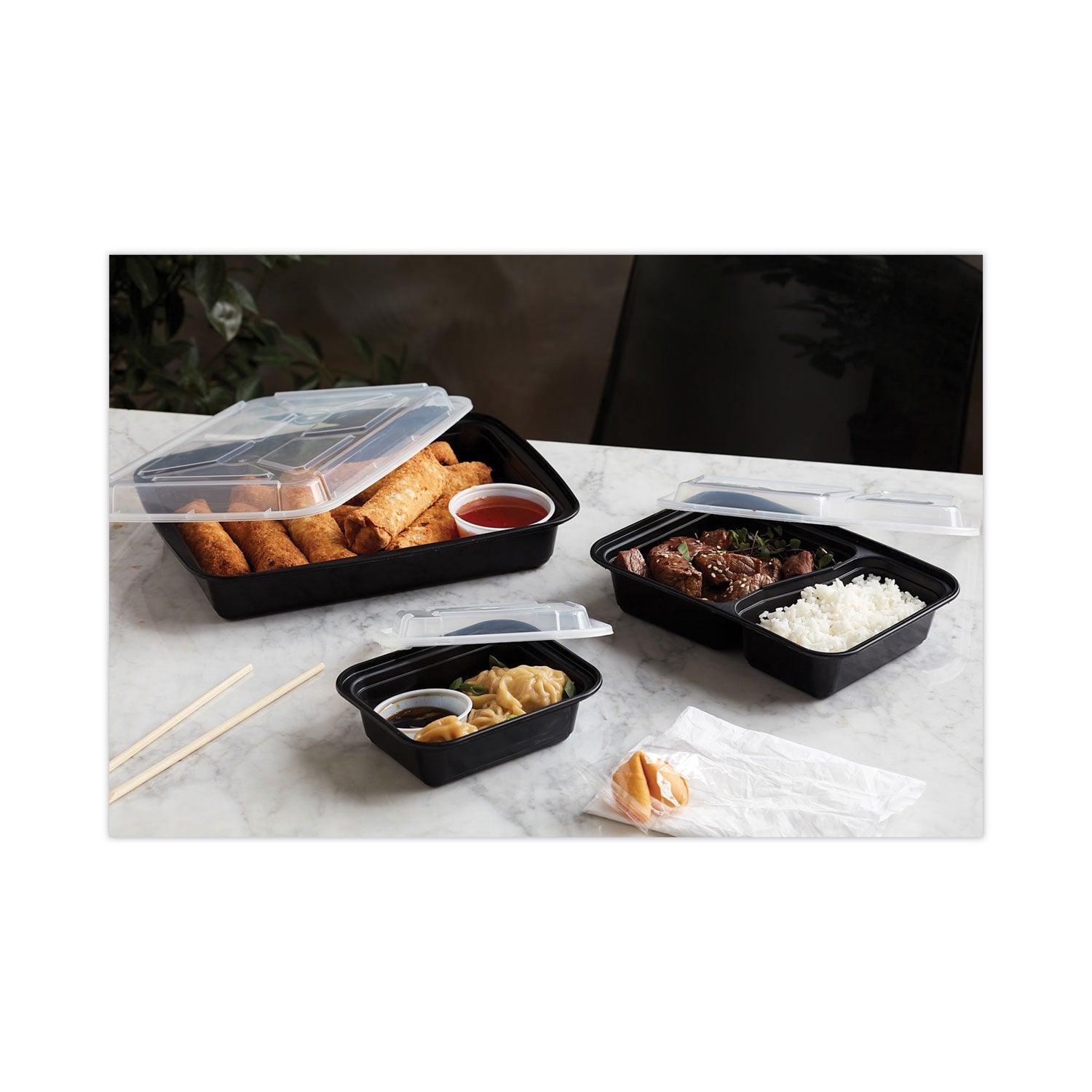 Pactiv Evergreen Newspring VERSAtainer Microwavable Containers, 12 oz, 4.5 x 5.5 x 1.75, Black/Clear, Plastic, 150/Carton