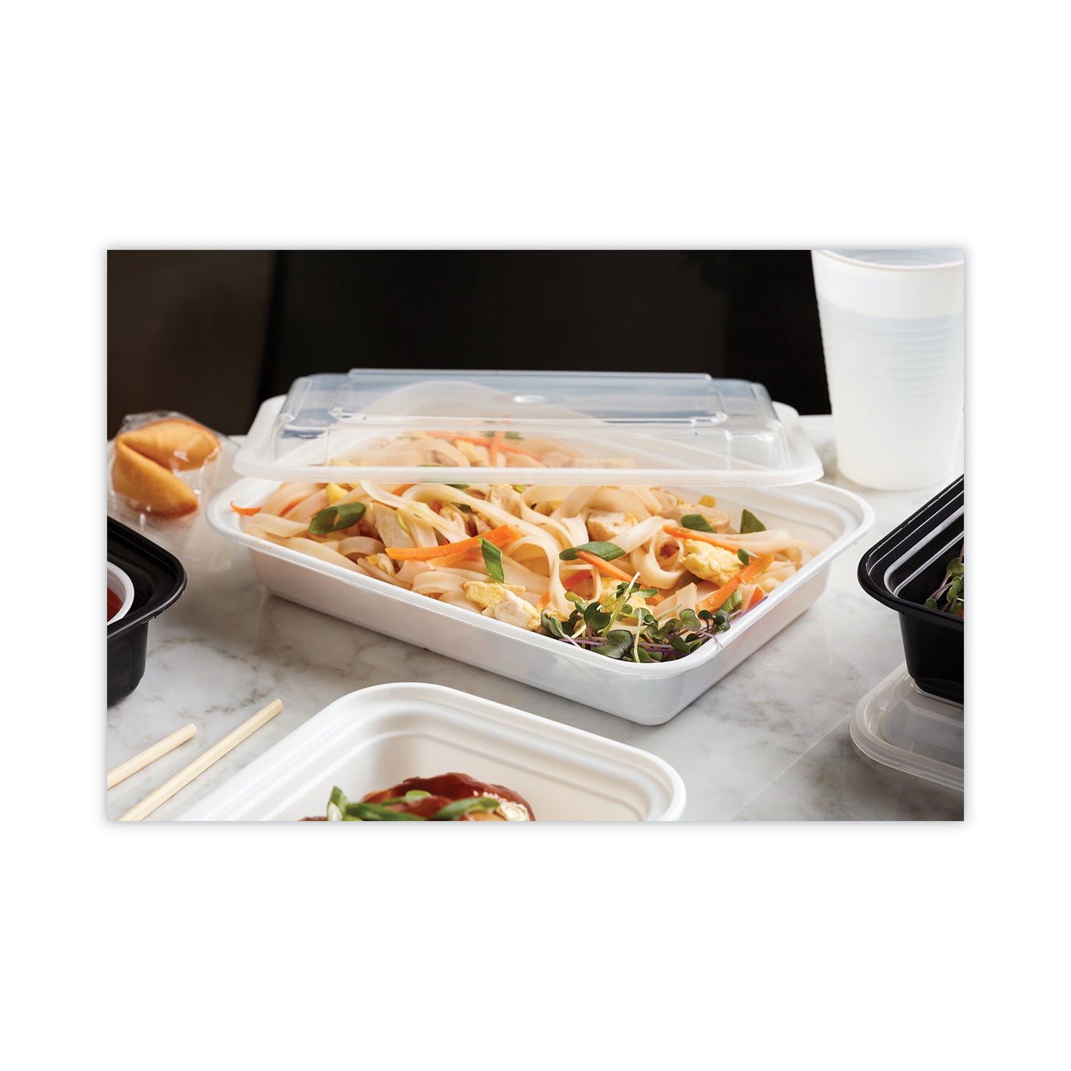 Pactiv Evergreen Newspring VERSAtainer Microwavable Containers, 24 oz, 5 x 7.25 x 2.63, White/Clear, Plastic, 150/Carton