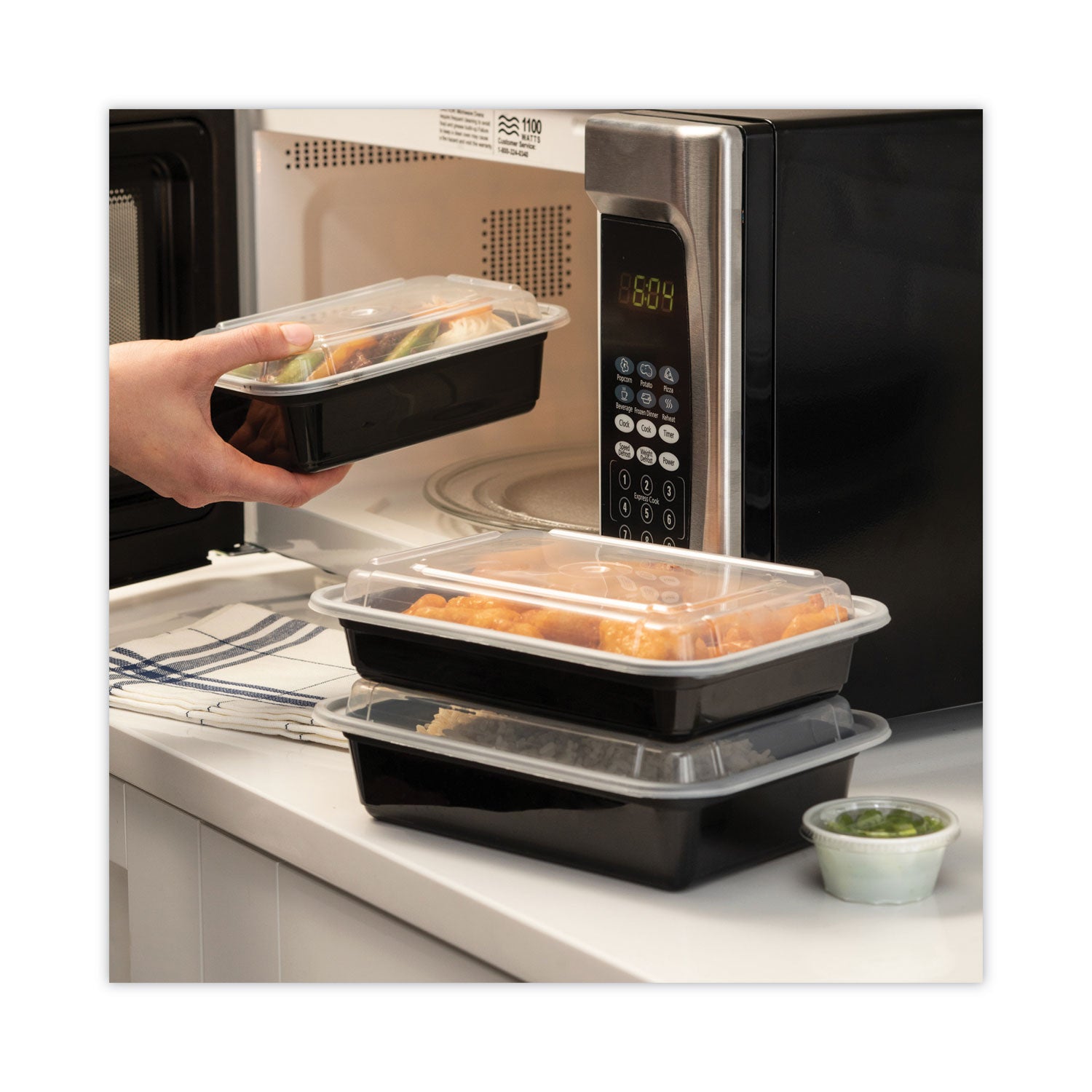 Pactiv Evergreen Newspring VERSAtainer Microwavable Containers, 24 oz, 5 x 7.25 x 2, Black/Clear, Plastic, 150/Carton