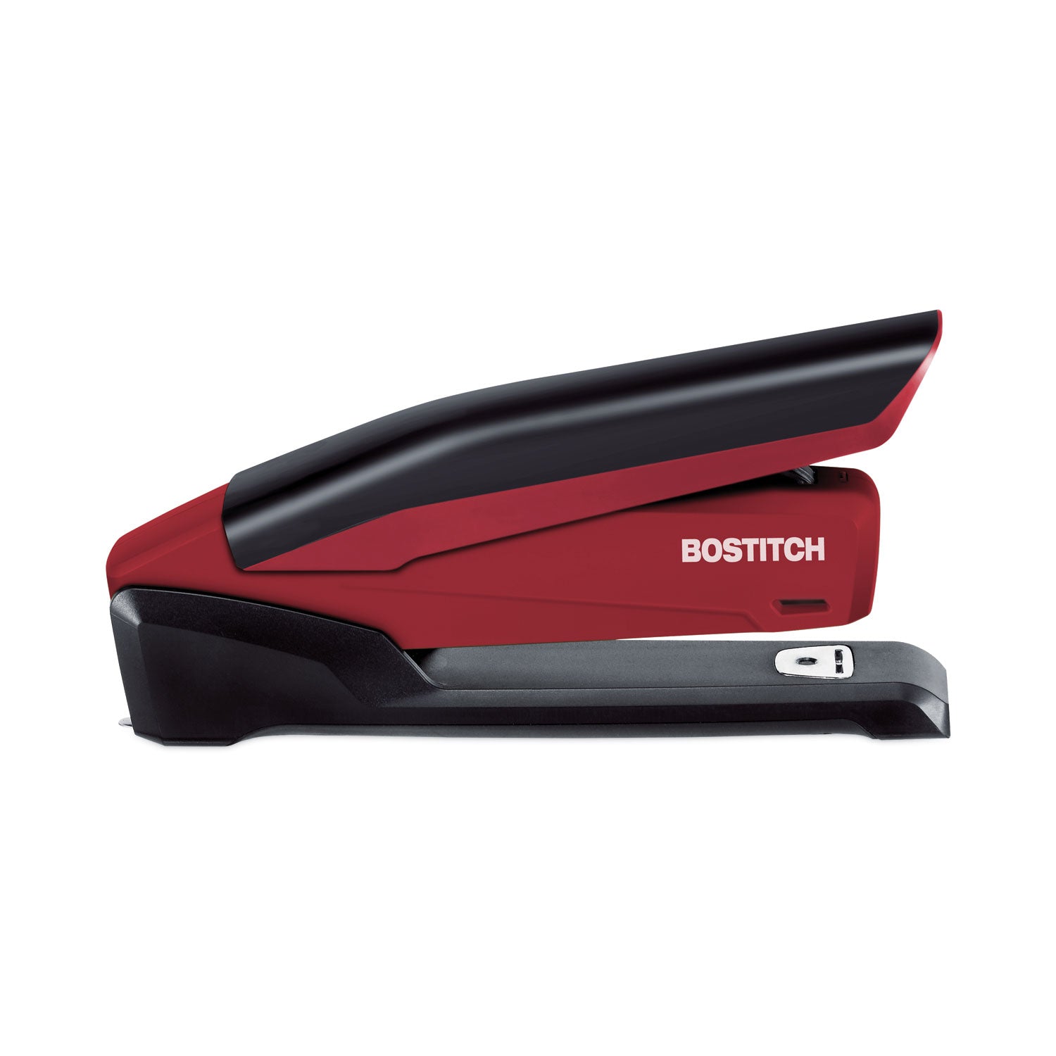 Bostitch® InPower One-Finger 3-in-1 Desktop Stapler with Antimicrobial Protection, 20-Sheet Capacity, Red/Black