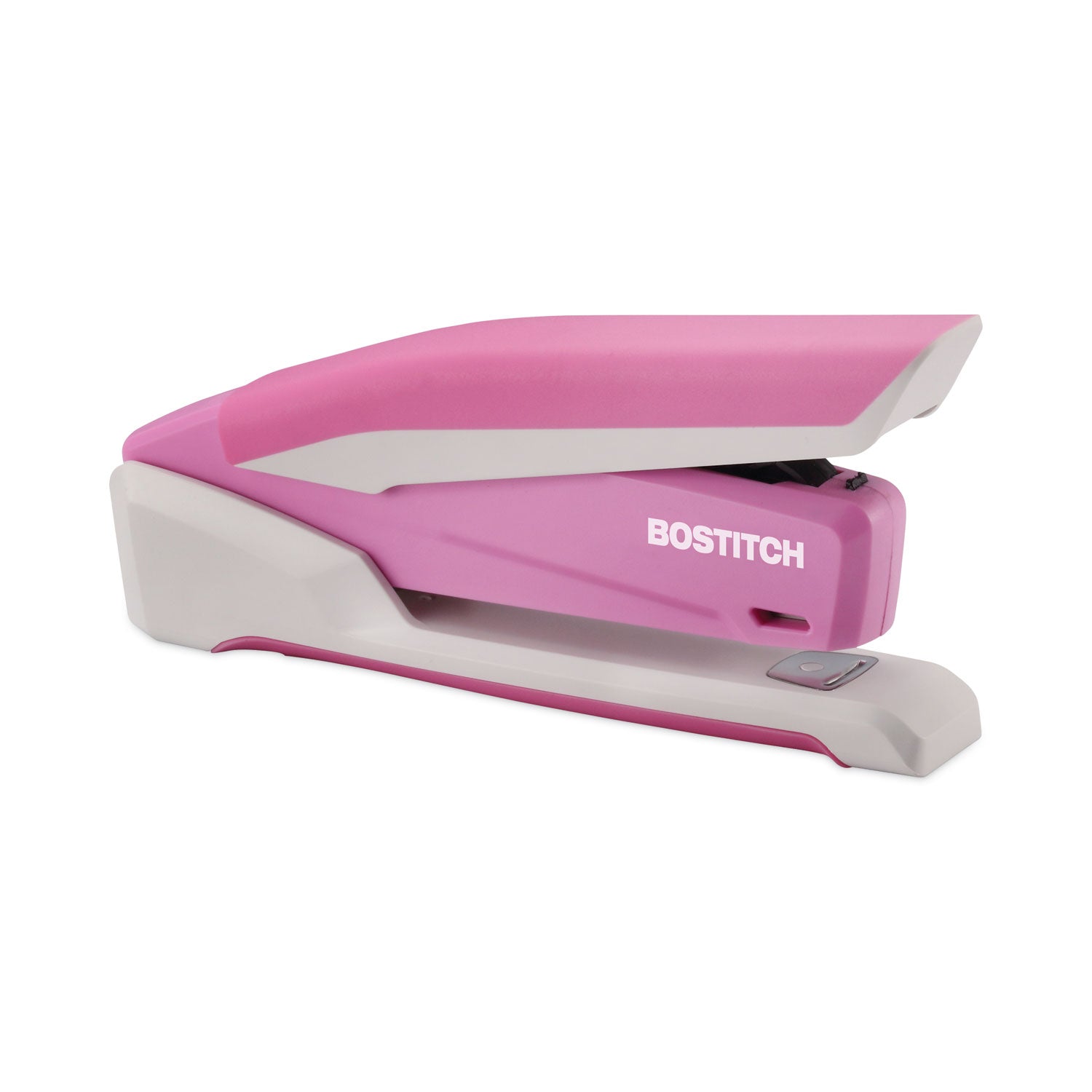 Bostitch® InCourage Spring-Powered Desktop Stapler with Antimicrobial Protection, 20-Sheet Capacity, Pink/Gray