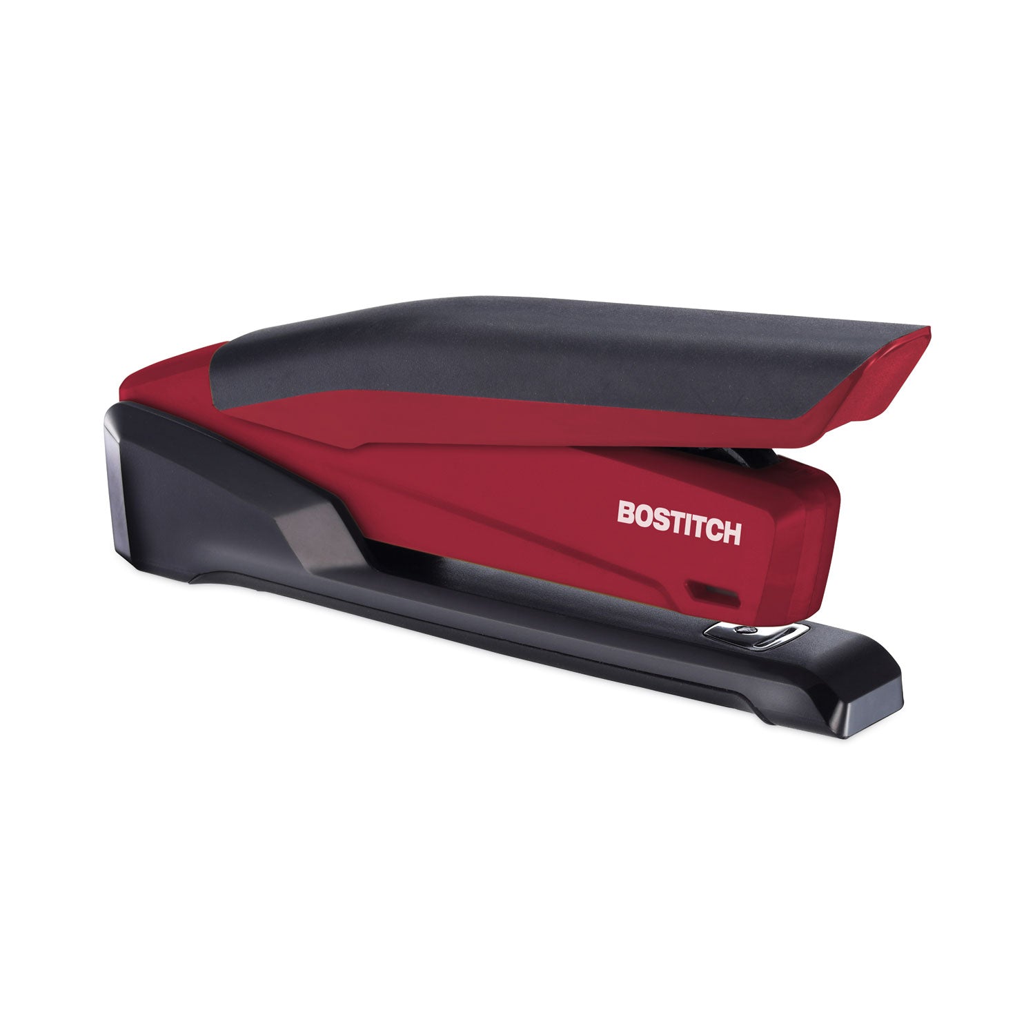 Bostitch® InPower One-Finger 3-in-1 Desktop Stapler with Antimicrobial Protection, 20-Sheet Capacity, Red/Black