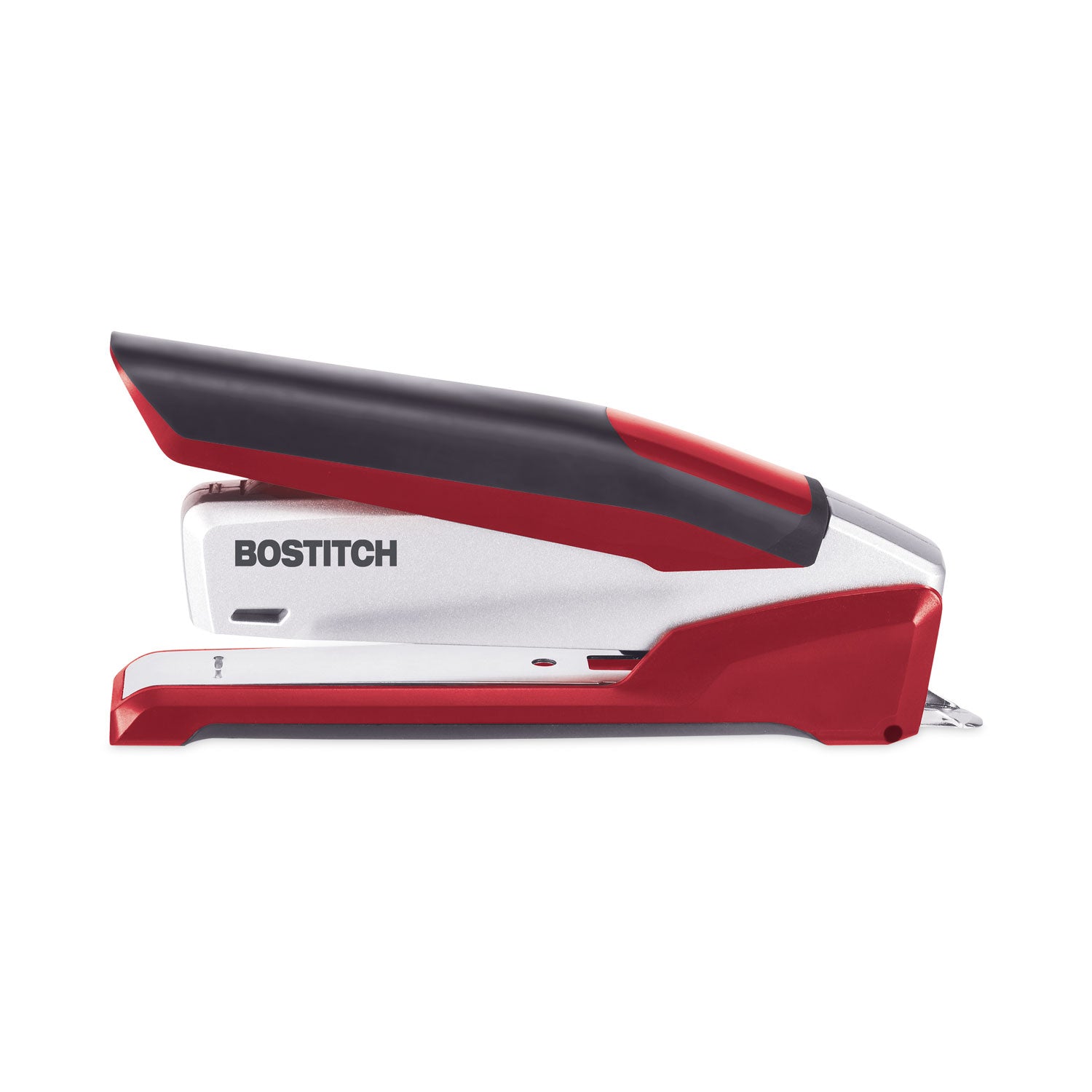 Bostitch® InPower One-Finger 3-in-1 Desktop Stapler with Antimicrobial Protection, 28-Sheet Capacity, Red/Silver