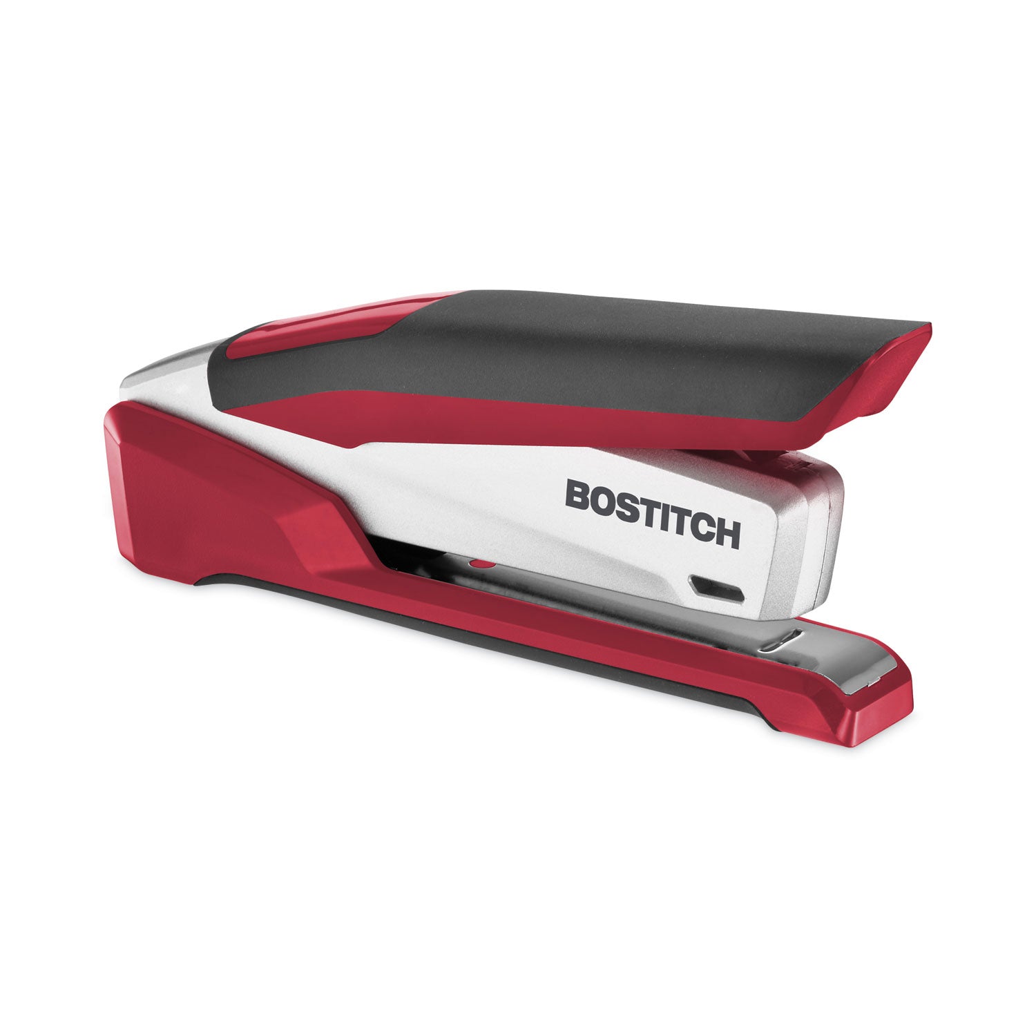 Bostitch® InPower One-Finger 3-in-1 Desktop Stapler with Antimicrobial Protection, 28-Sheet Capacity, Red/Silver