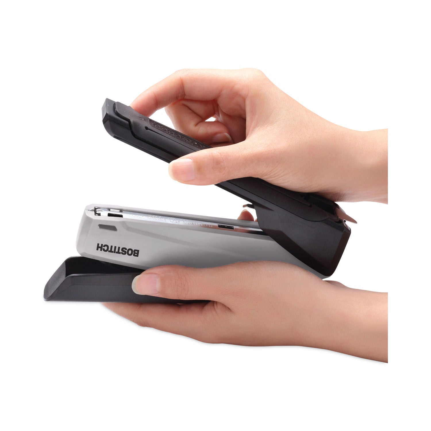 Bostitch® EcoStapler Spring-Powered Desktop Stapler with Antimicrobial Protection, 20-Sheet Capacity, Gray/Black