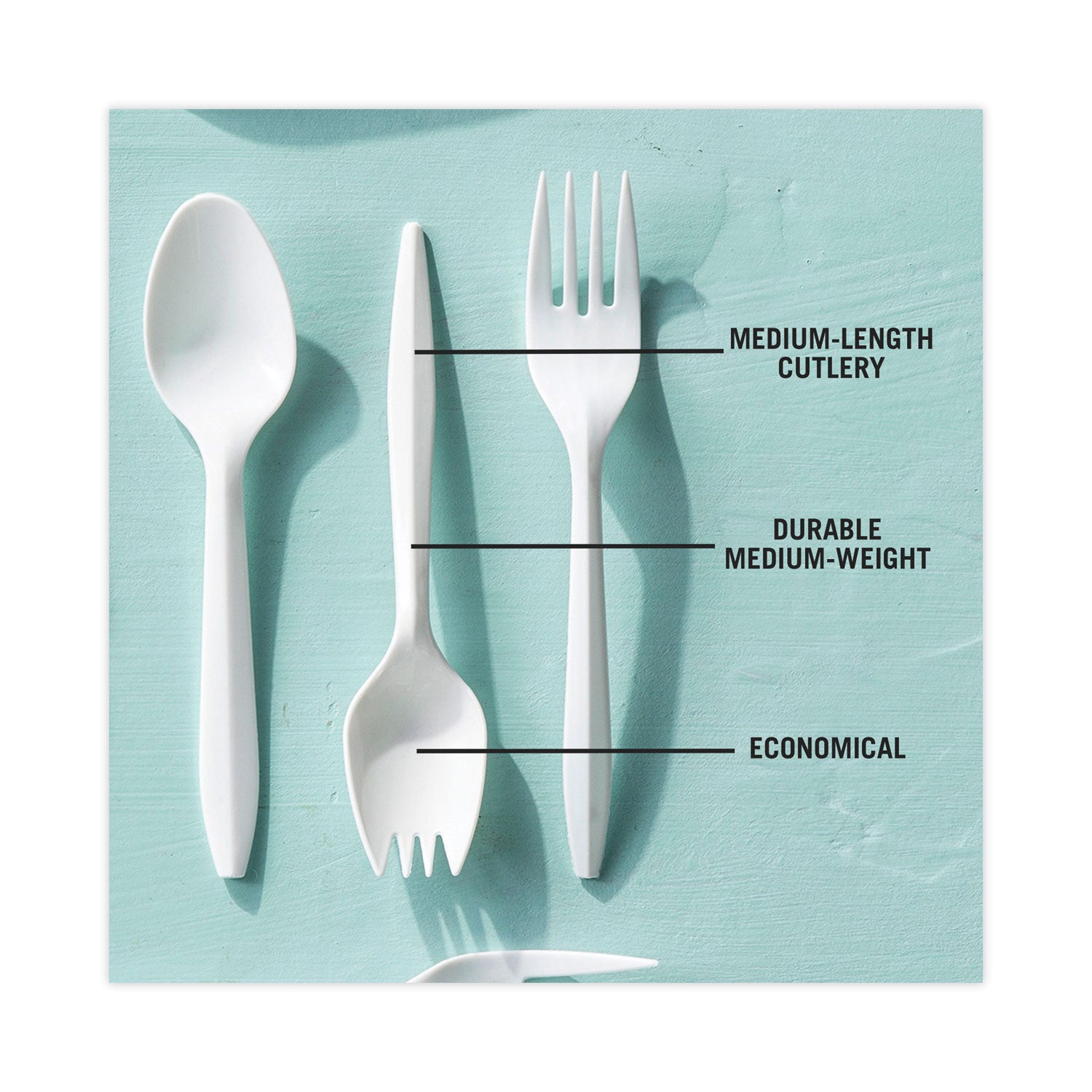 Pactiv Evergreen Fieldware Cutlery, Spork, Mediumweight, White, 1,000/Carton