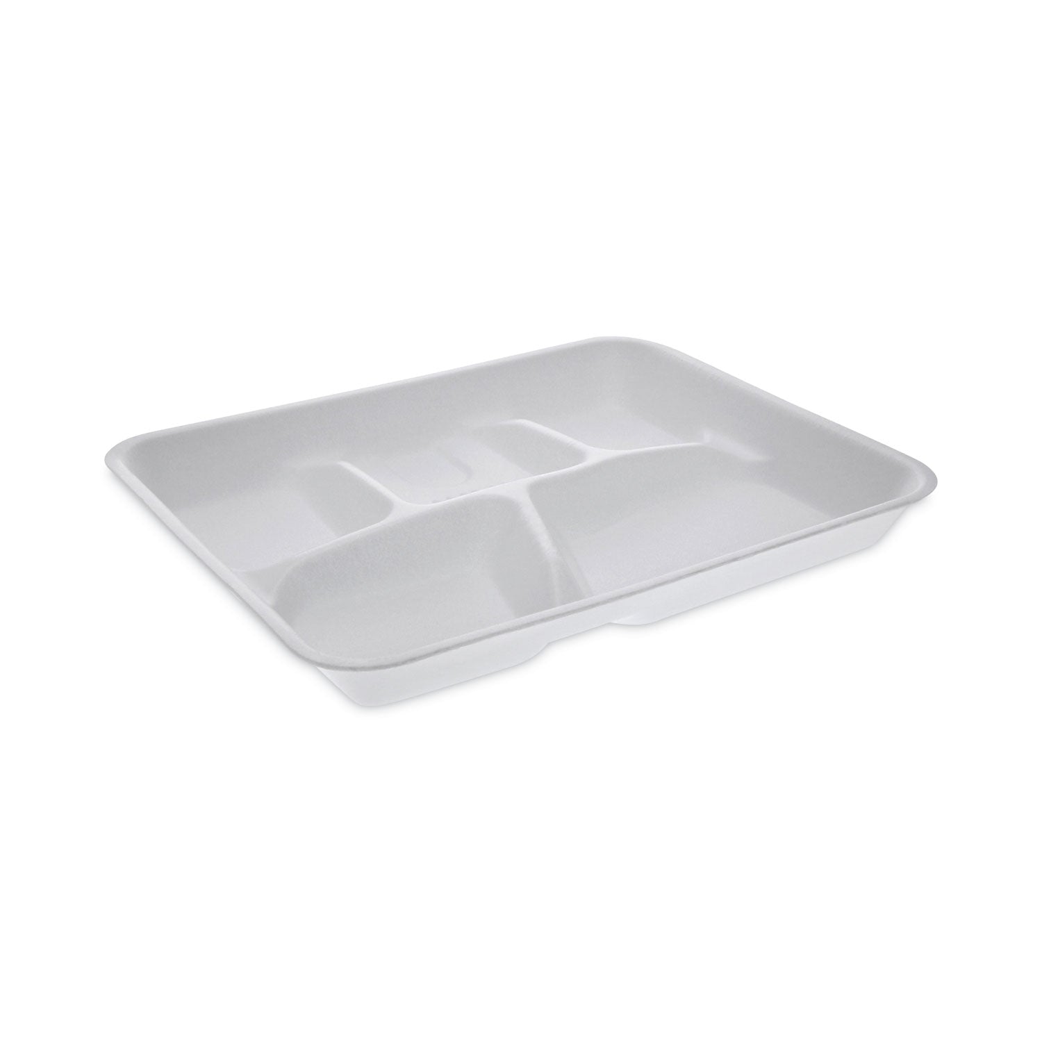 Foam School Trays, 5-Compartment Tray, 8.25 x 10.5 x 1,  White, 500/Carton