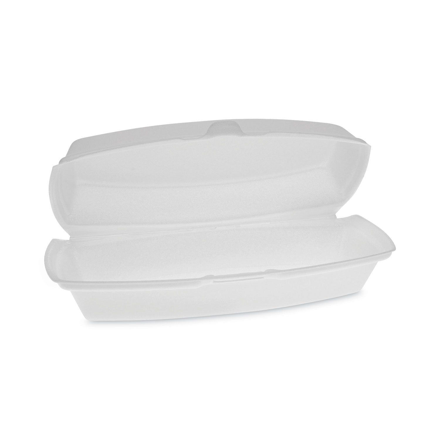 Pactiv Evergreen Foam Hinged Lid Container, Single Tab Lock Hot Dog, 7.25 x 3 x 2, White, 504/Carton