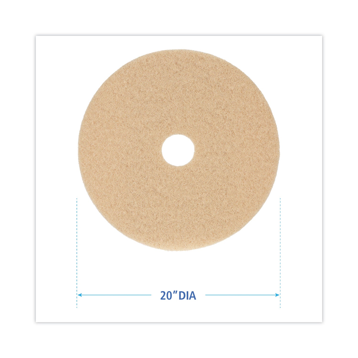 Boardwalk® Burnishing Floor Pads, 20" Diameter, Tan, 5/Carton