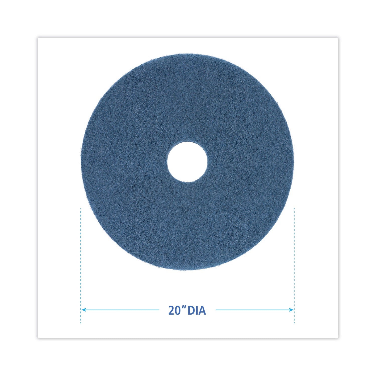 Boardwalk® Scrubbing Floor Pads, 20" Diameter, Blue, 5/Carton