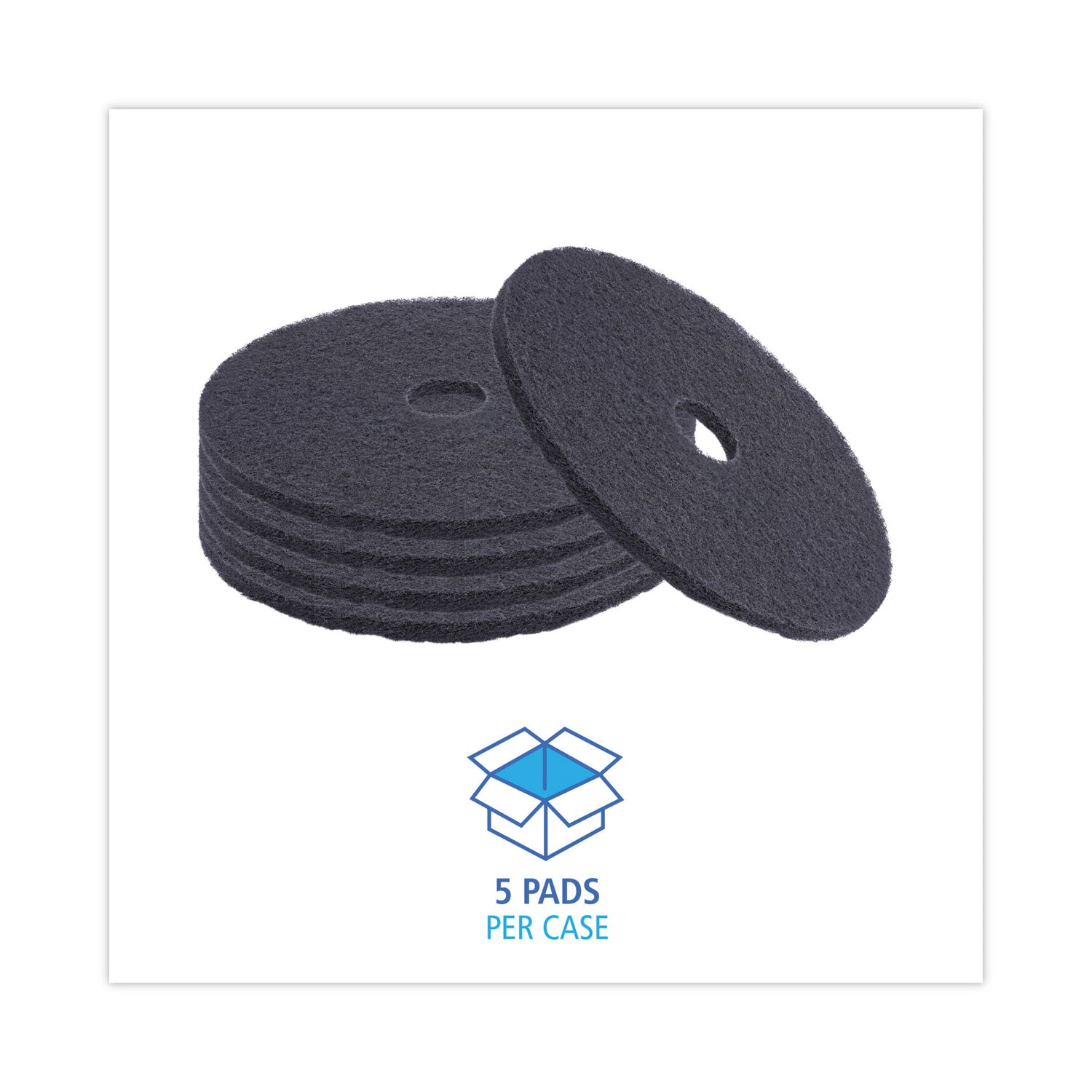 Boardwalk® Stripping Floor Pads, 20" Diameter, Black, 5/Carton