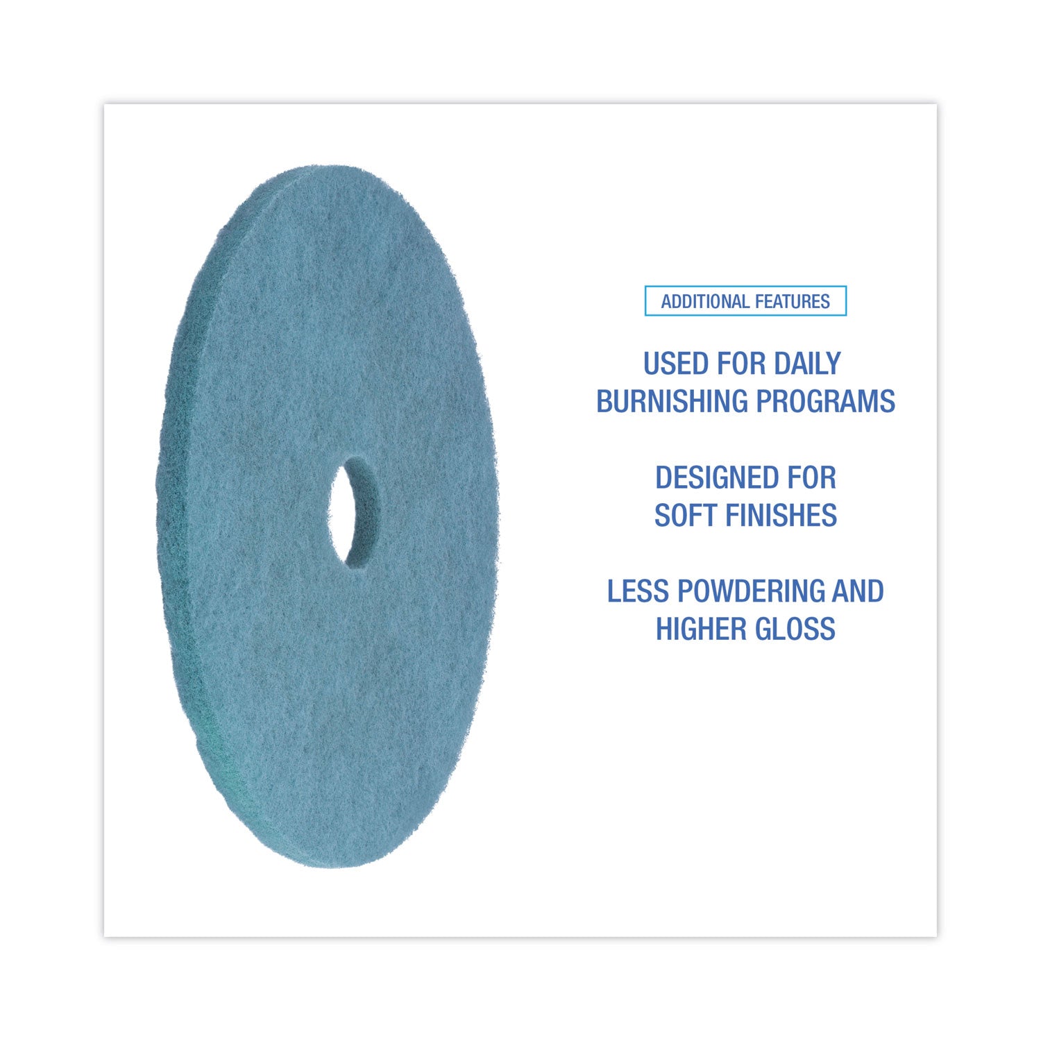 Boardwalk® Burnishing Floor Pads, 20" Diameter, Aqua, 5/Carton