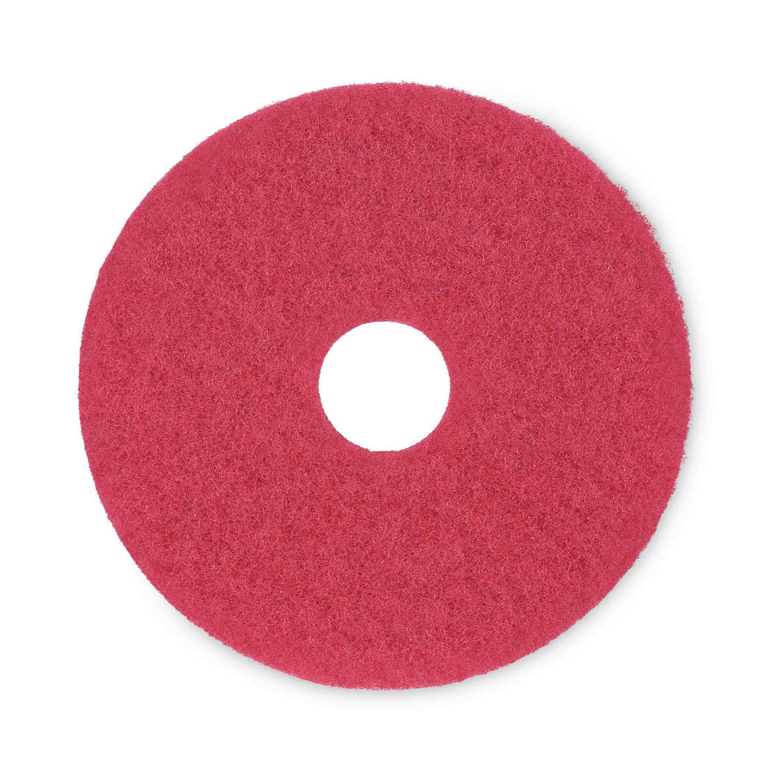 Buffing Floor Pads, 15" Diameter, Red, 5/Carton