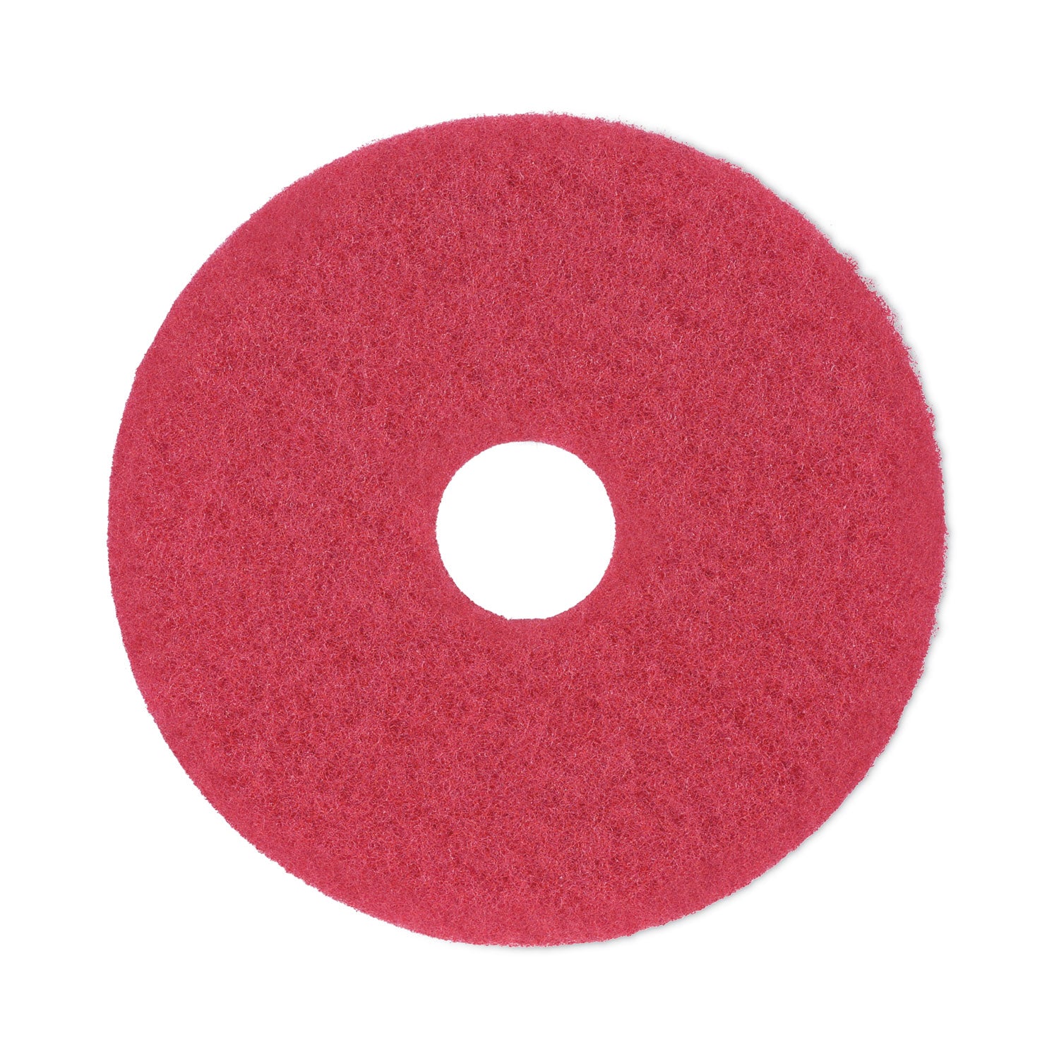 Buffing Floor Pads, 14" Diameter, Red, 5/Carton