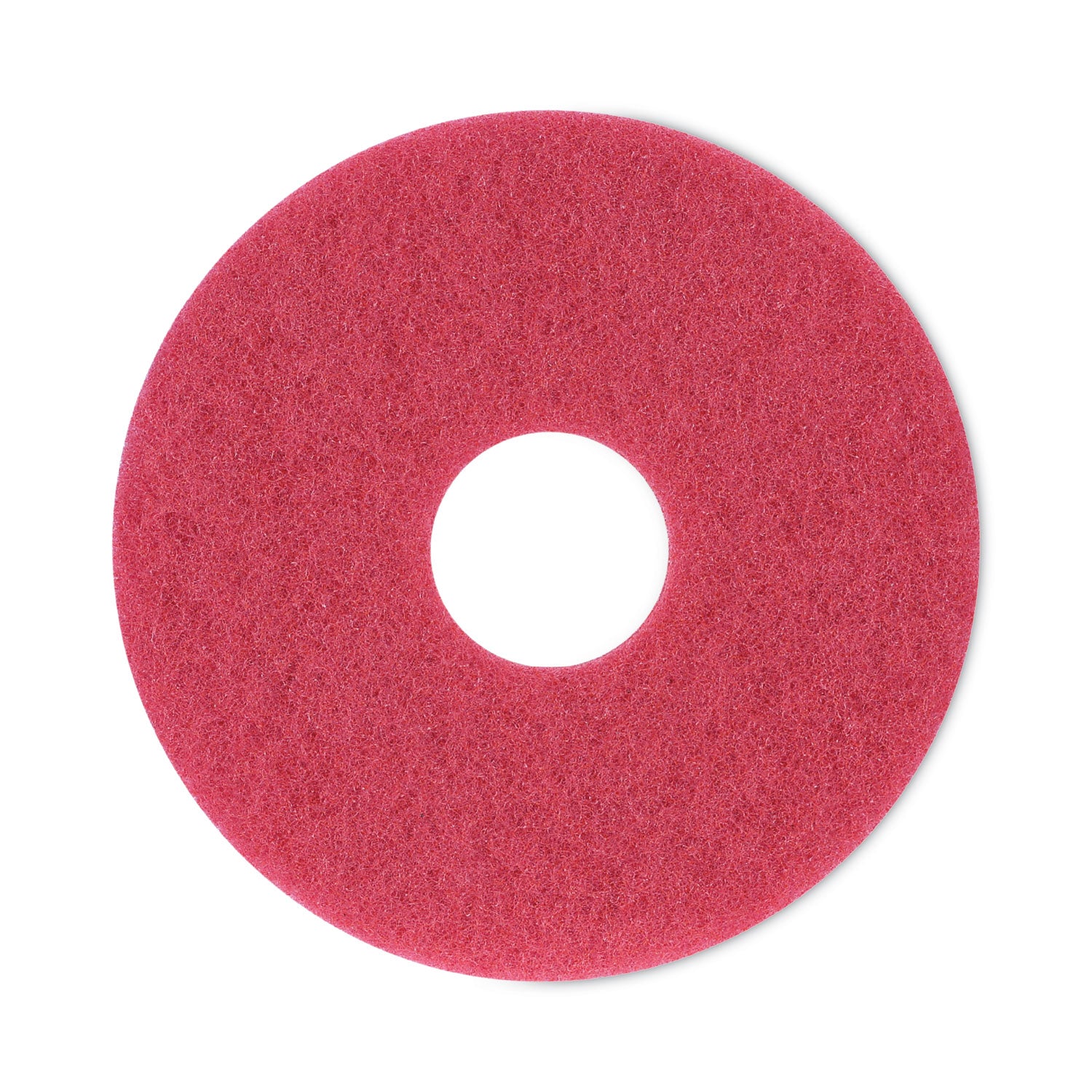 Buffing Floor Pads, 12" Diameter, Red, 5/Carton