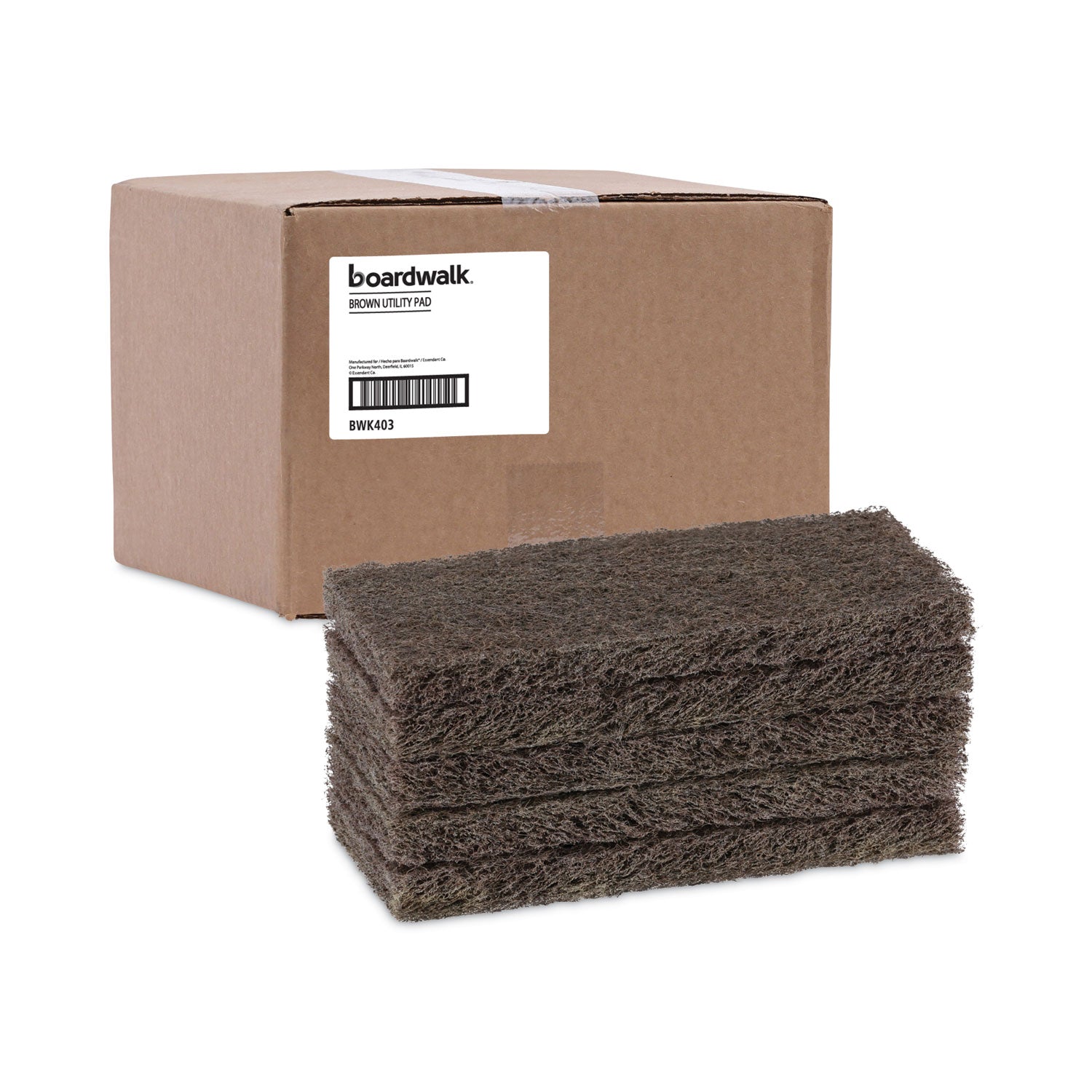 Boardwalk® Heavy-Duty Scour Pad, 4.63 x 10, Brown, 20/Carton