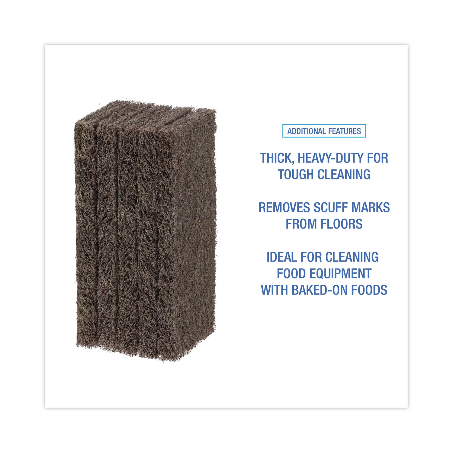 Boardwalk® Heavy-Duty Scour Pad, 4.63 x 10, Brown, 20/Carton