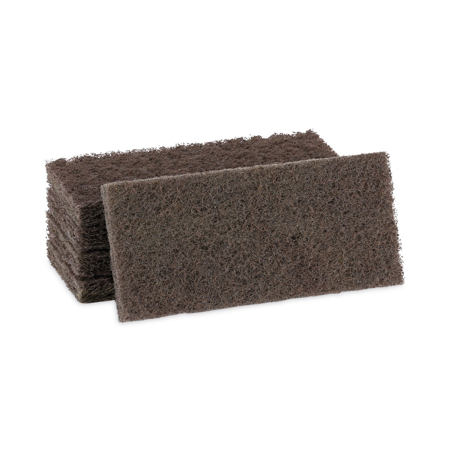 Heavy-Duty Scour Pad, 4.63 x 10, Brown, 20/Carton