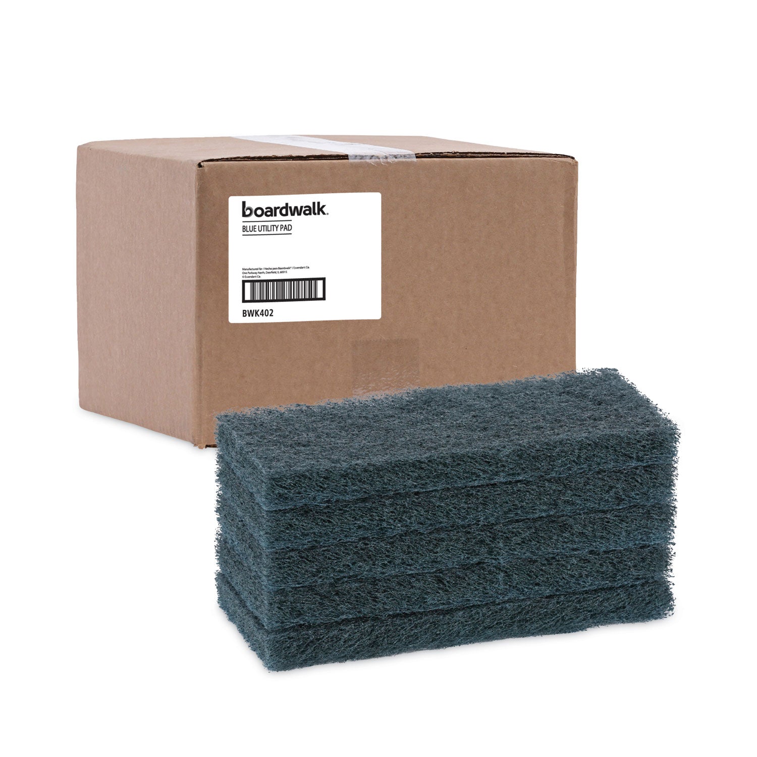 Boardwalk® Medium-Duty Scour Pad, 10 x 4.63, Blue, 20/Carton