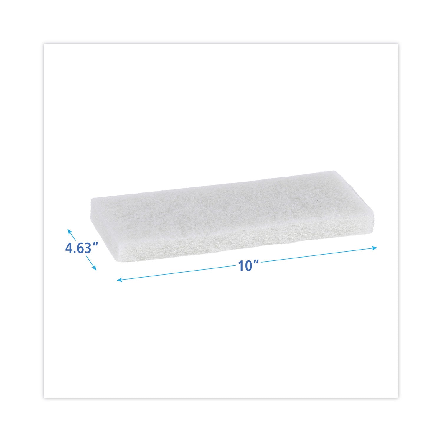 Boardwalk® Light Duty Scour Pad, 4.63  x 10, White, 20/Carton