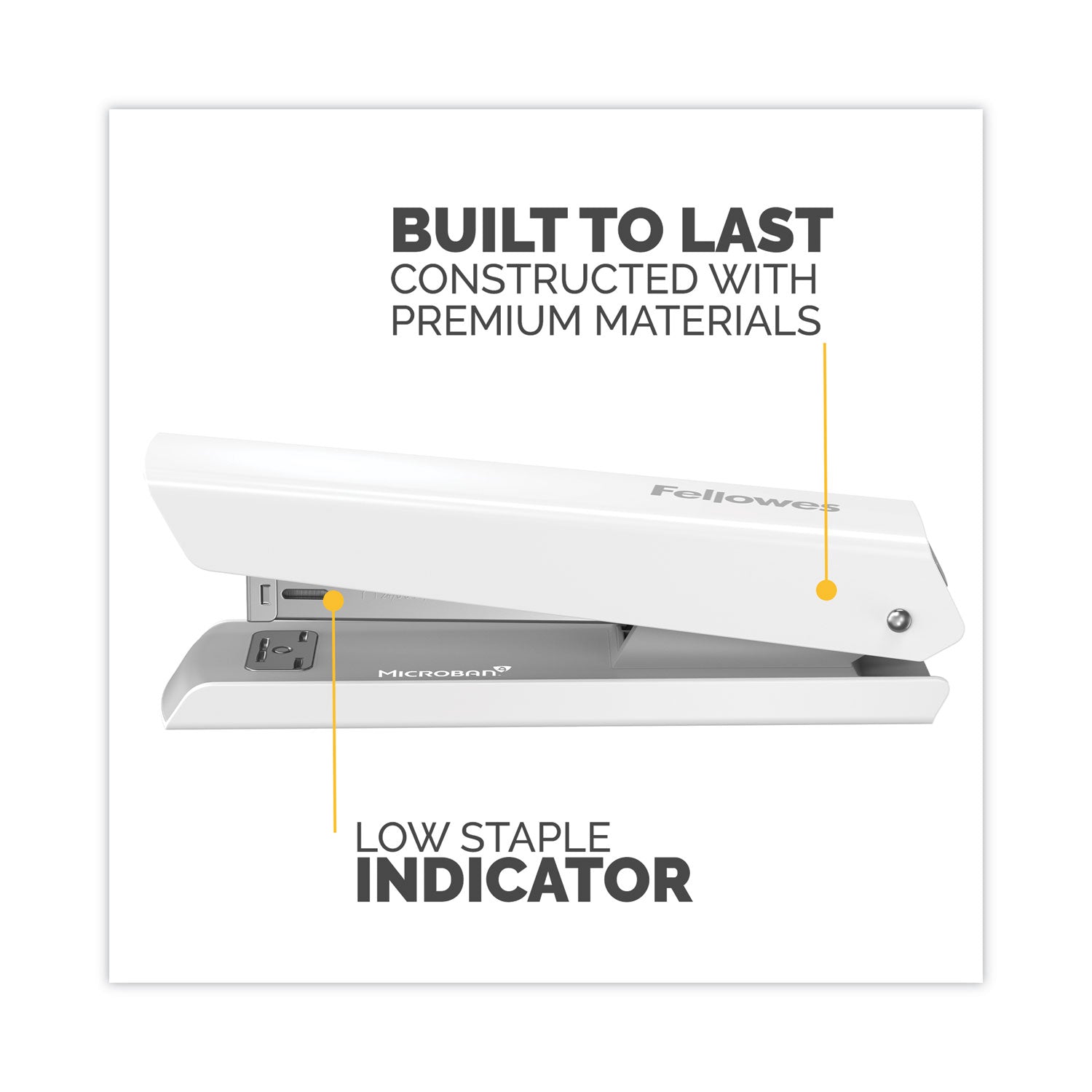 Fellowes® LX820 Classic Full Strip Stapler, 20-Sheet Capacity, White