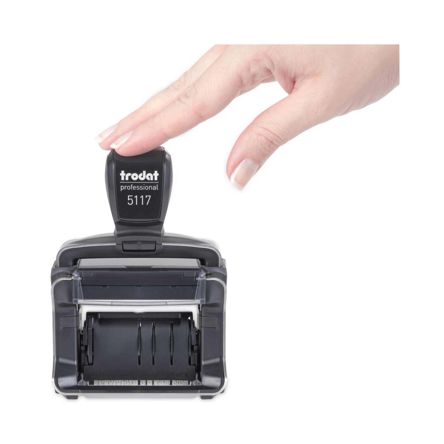 Trodat® Professional 12-Message Date Stamp, Self-Inking, 2.25 x 0.38, Black