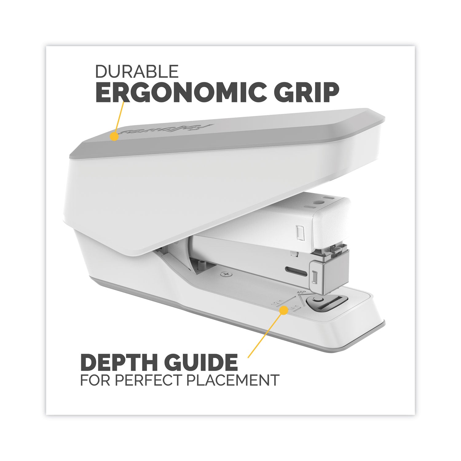 Fellowes® LX840 EasyPress Half Strip Stapler, 25-Sheet Capacity, White