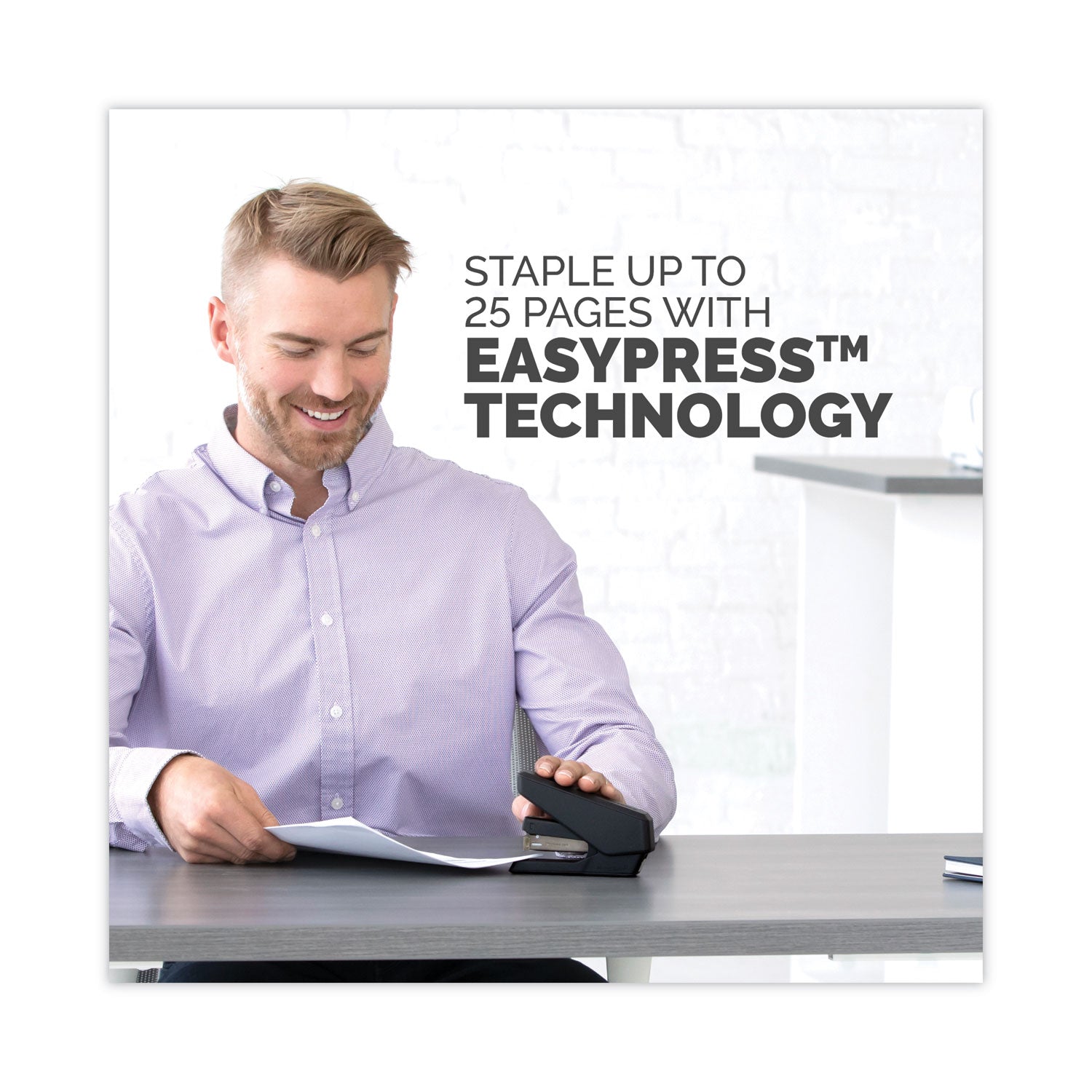 Fellowes® LX840 EasyPress Half Strip Stapler, 25-Sheet Capacity, Black