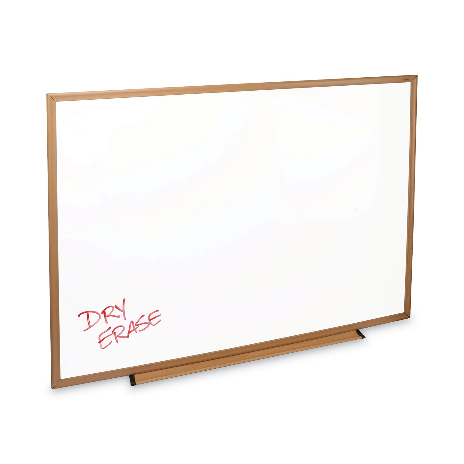 Universal® Deluxe Melamine Dry Erase Board, 48 x 36, Melamine White Surface, Oak Fiberboard Frame