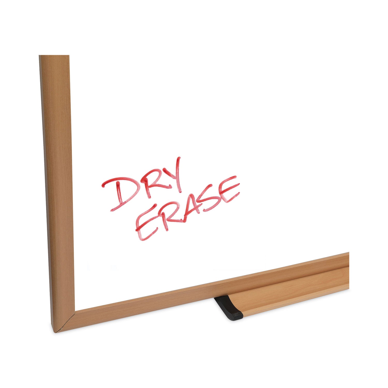 Universal® Deluxe Melamine Dry Erase Board, 48 x 36, Melamine White Surface, Oak Fiberboard Frame