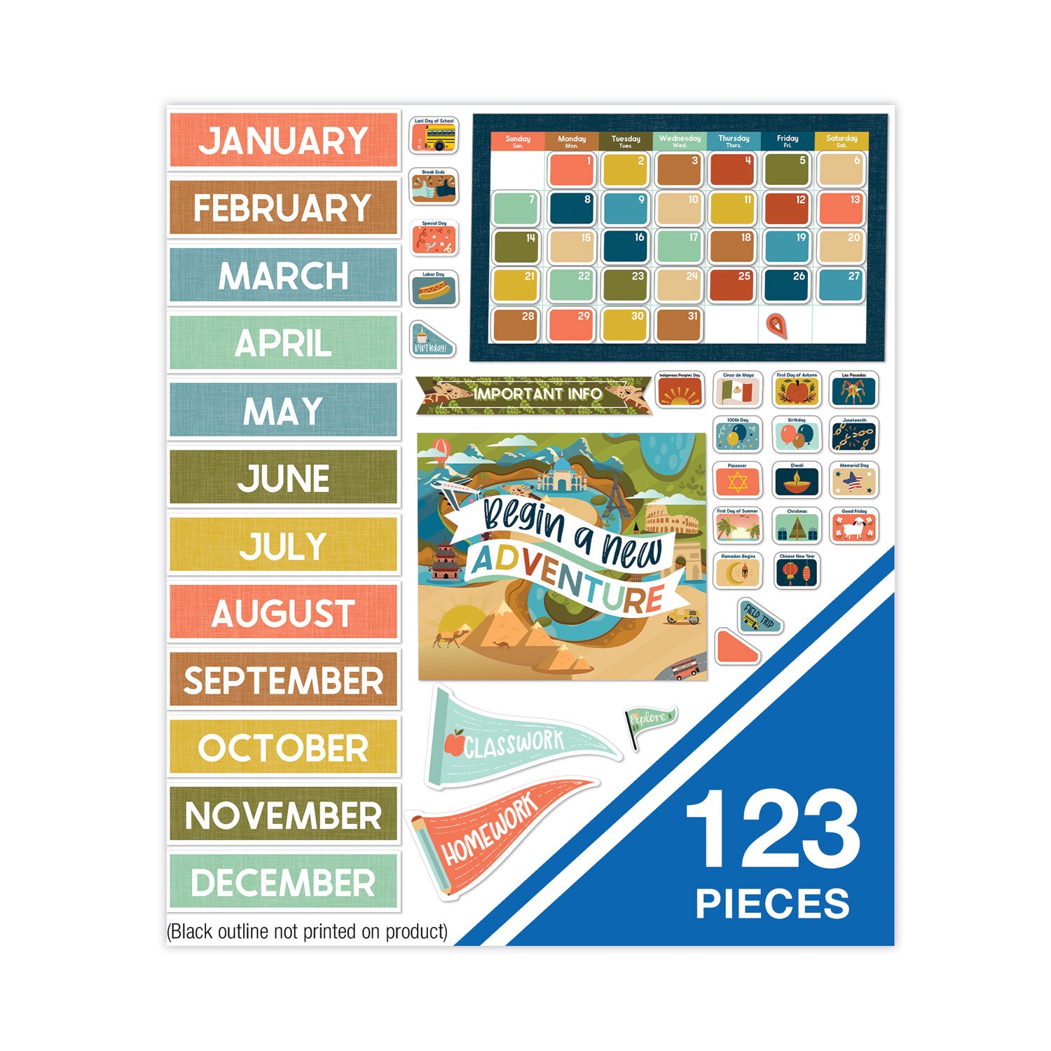 Carson-Dellosa Education Calendar Bulletin Board Set, Let's Expolore, 123 Pieces