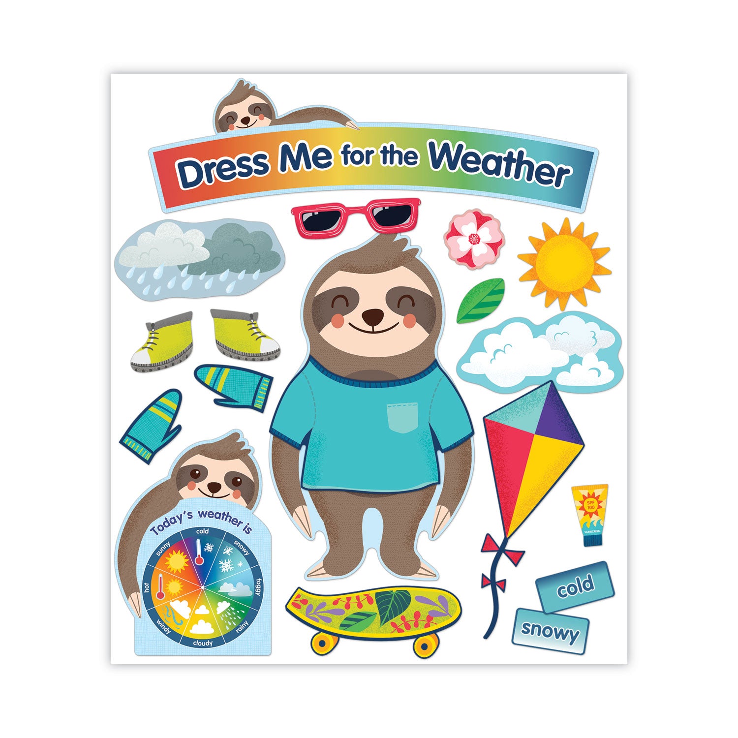 Curriculum Bulletin Board Set, Dress Me for the Weather, 54 Pieces