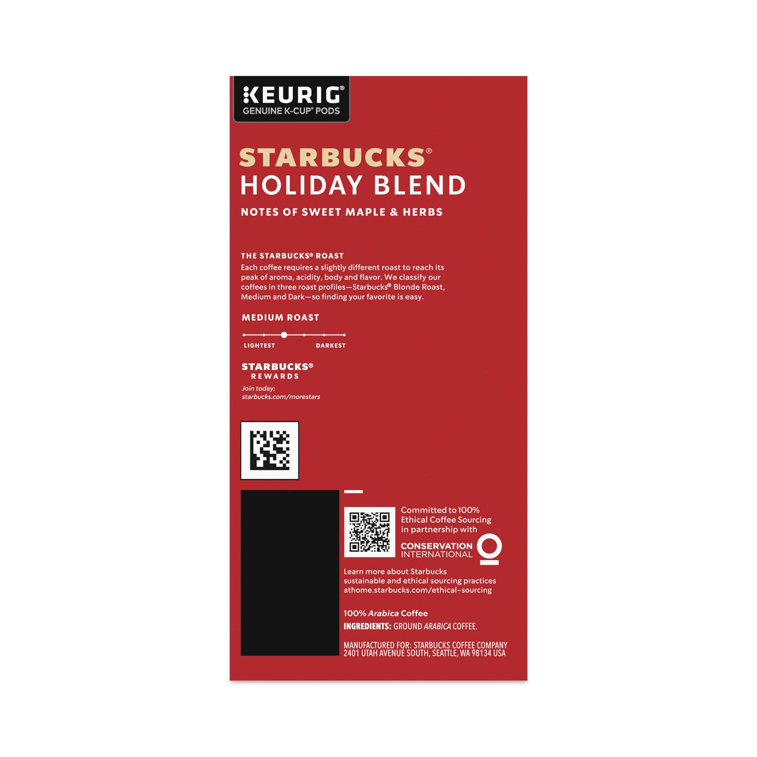 Starbucks® Holiday Blend Coffee, K-Cups, 22/Box, 4 Boxes/Carton