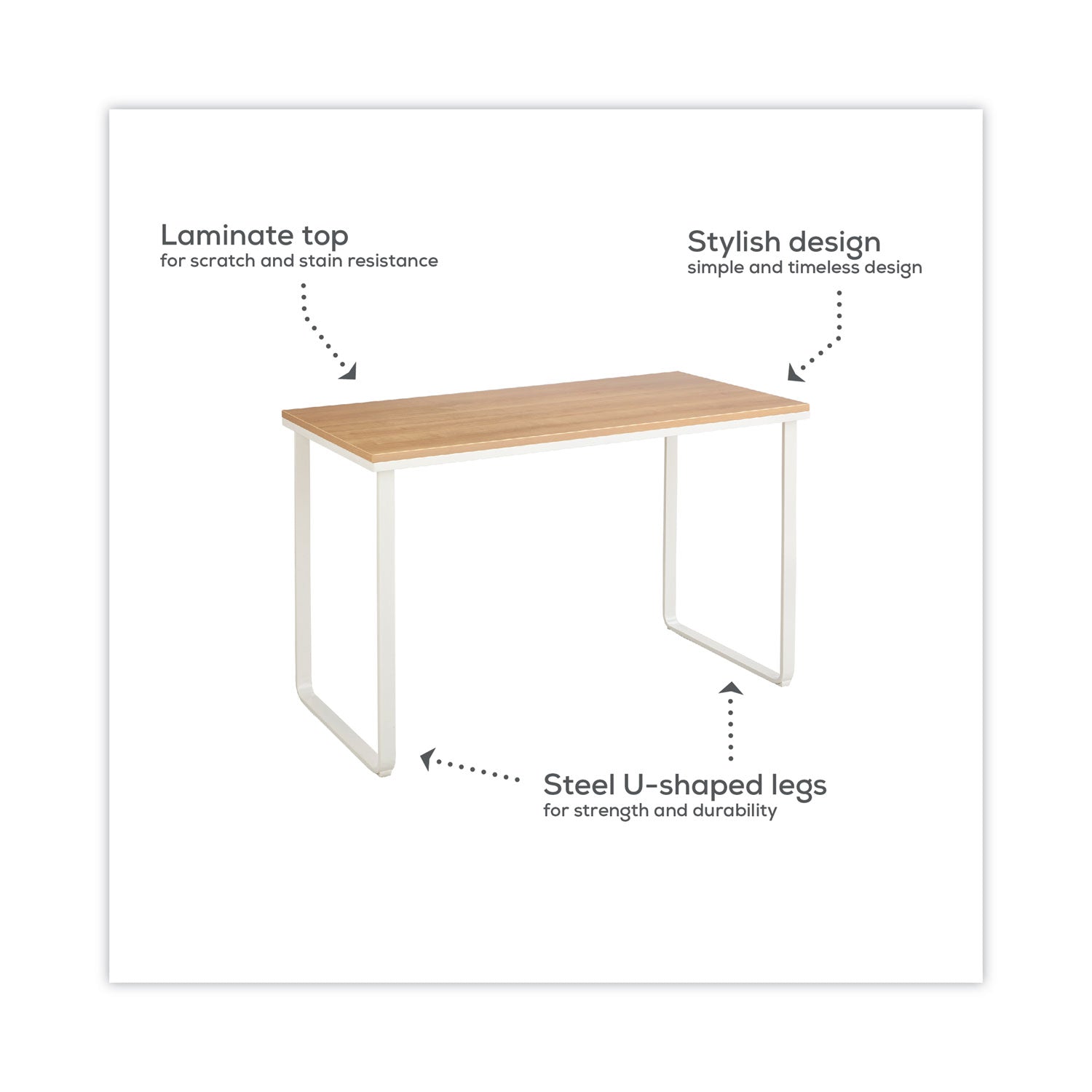 Safco® Steel Desk, 47.25" x 24" x 28.75", Beech/White